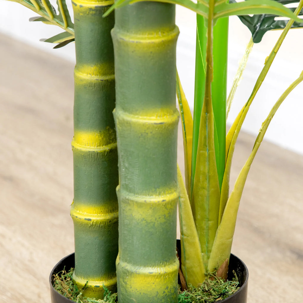 Dirbtinis augalas, dirbtinė palmė, su vazonu; 19,5 cm x 19,5 cm x 150 cm, Žalia + Juoda