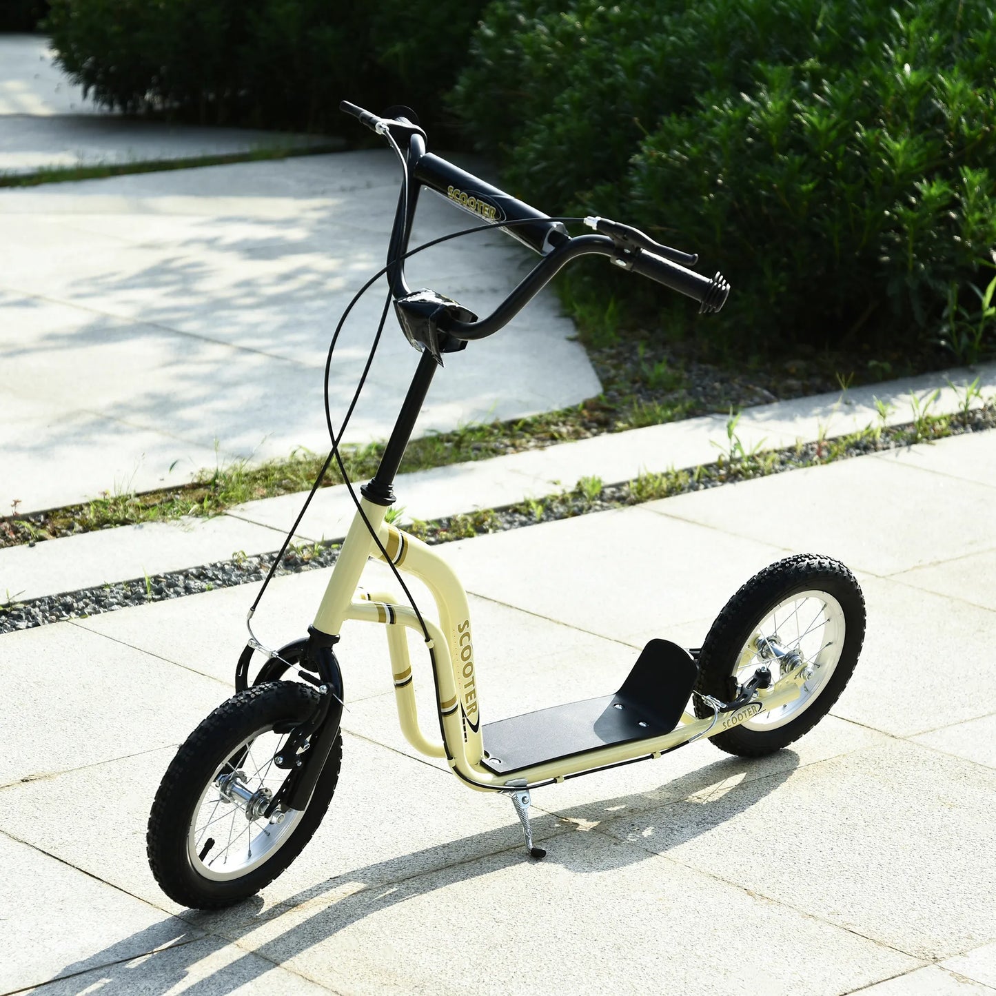 Vaikiški paspirtukai nuo 5 metų Scooter Vaikiški paspirtukai Paspirtukai Miesto paspirtukai Vaikiški paspirtukai Kickboard su pneumatinėmis padangomis 12 colių Guma Aliuminis Smėlio spalvos 120 x 58 x 85-95 cm