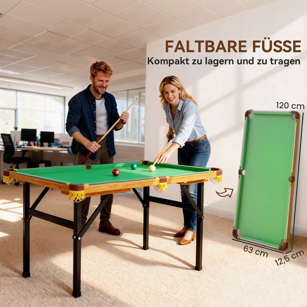 Sulankstomas biliardo stalas, 120 cm, žalias