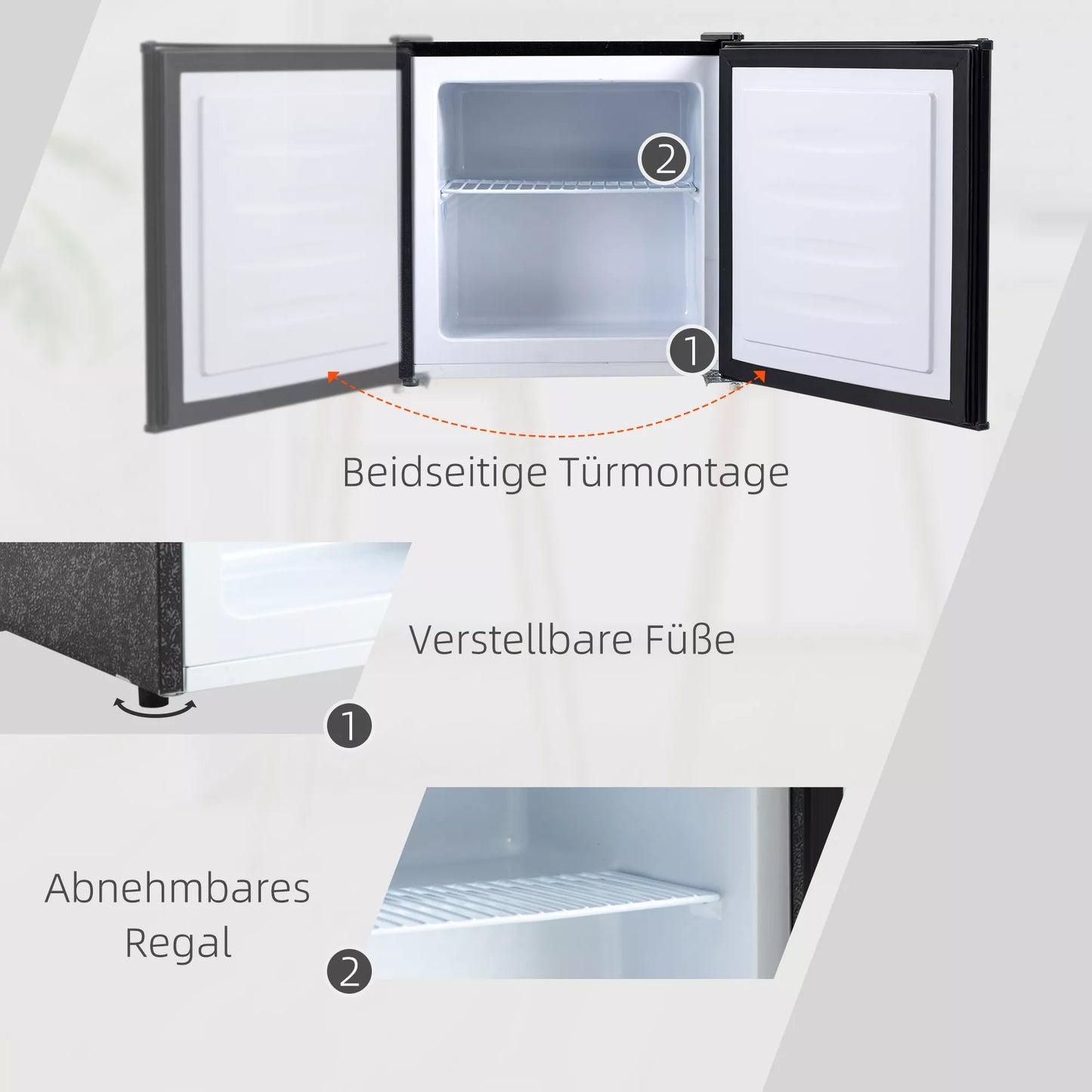 Mini šaldiklis 35 L Šaldymo dėžė elektrinė laisvai pastatoma 45 W Mini šaldiklis 41dB -14 iki -24℃ 5 pakopų temperatūros reguliavimas 47 x 44,2 x 48,8 cm Juoda