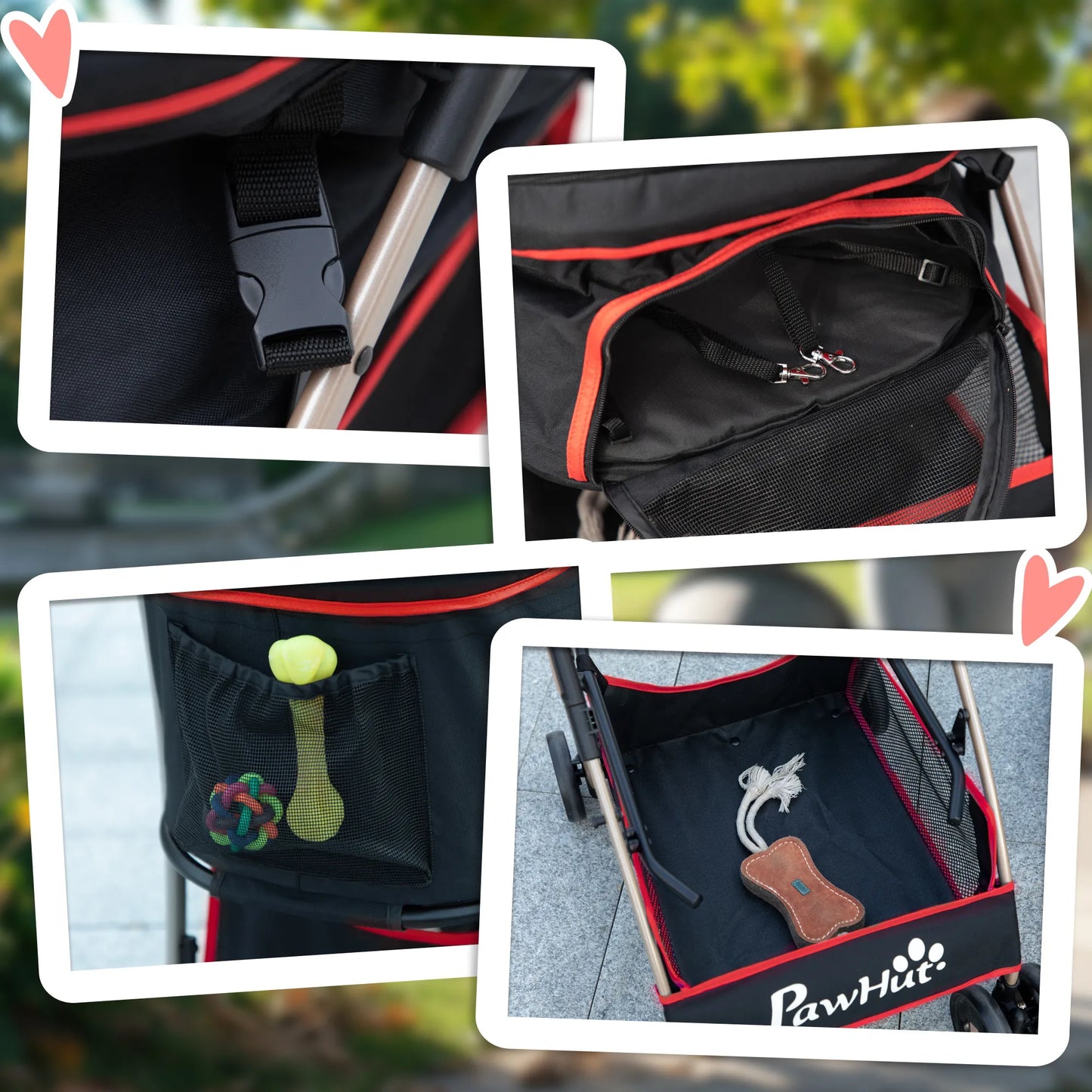 2-in-1 Šunų vežimėlis Nešynė Automobilinė kėdutė iki 10kg sulankstomas Apatinis krepšys 82 cm x 49,5 cm x 98 cm Raudonas