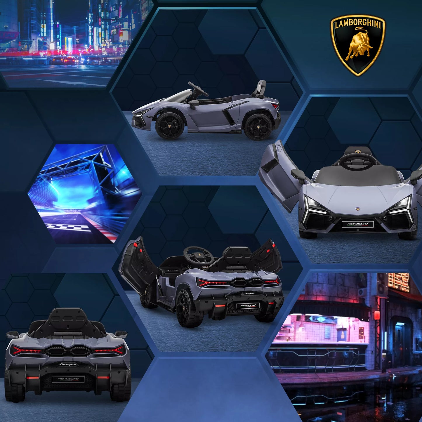 Elektrinis automobilis vaikams nuo 3-5 metų, švelni pavara, valdomas nuotoliniu būdu, su garso signalu, plastikas ir metalas, pilkos spalvos