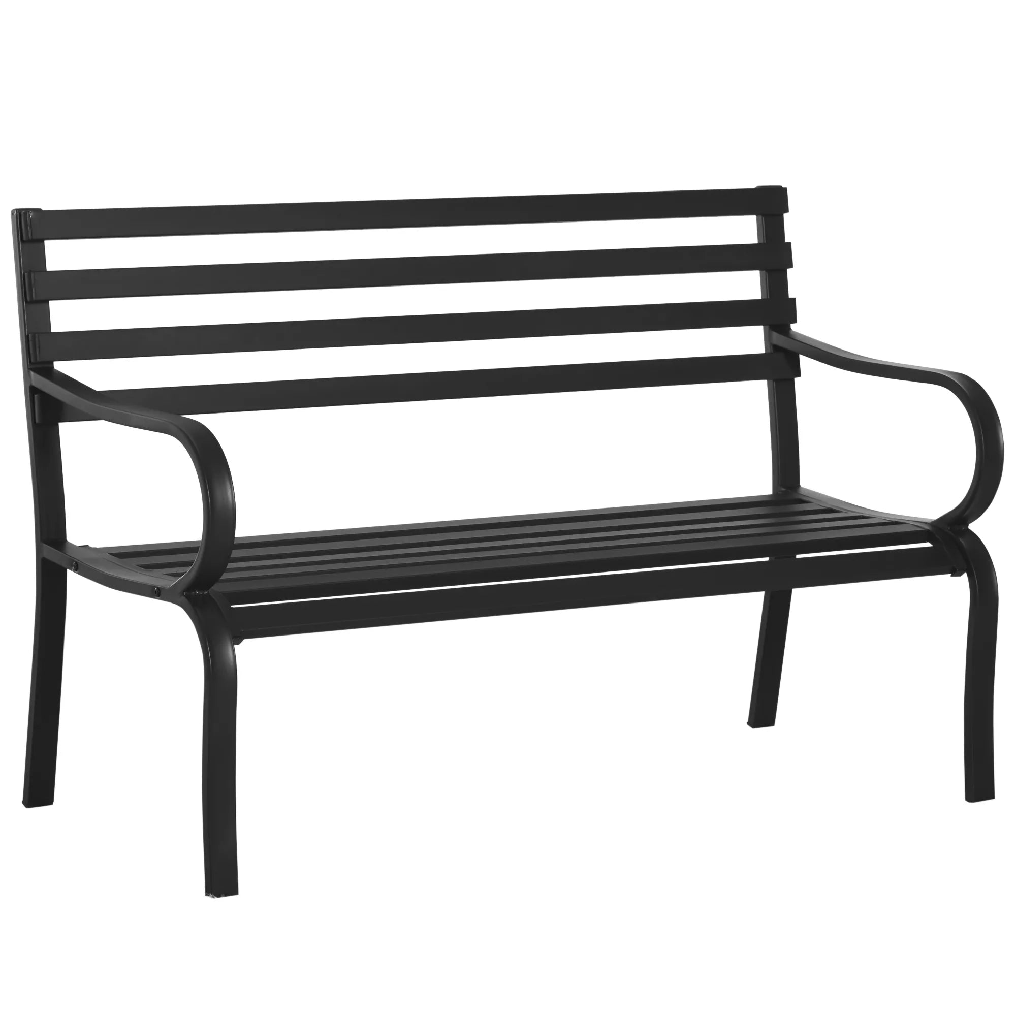 Dvivietė sodo suolelė, atlaikanti 240 kg apkrovą, sodo baldai, tinkami naudoti viduje ir lauke, 127 x 58 x 82 cm, juodos spalvos