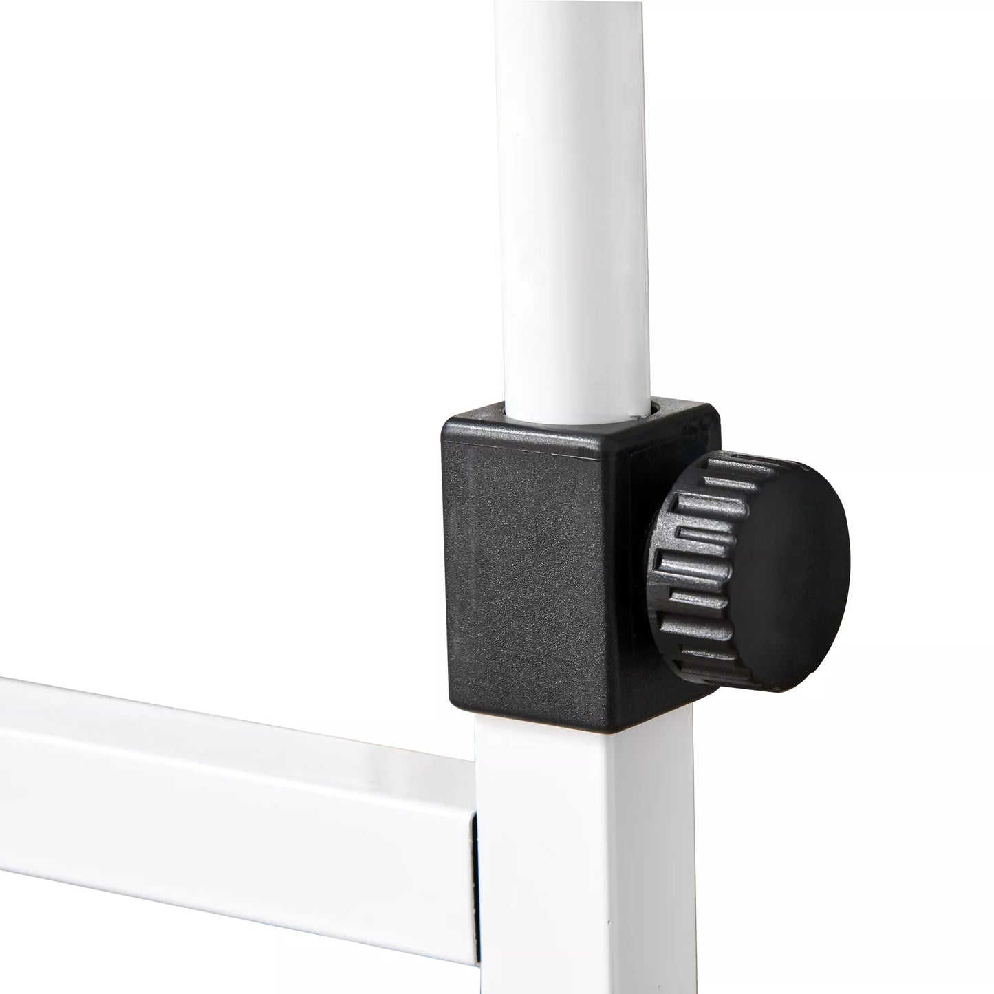 Šoninis staliukas su ratukais, reguliuojamo aukščio, kompaktiškas, 2 lentynos, metalinis rėmas, 80x40x72-82 cm, baltas