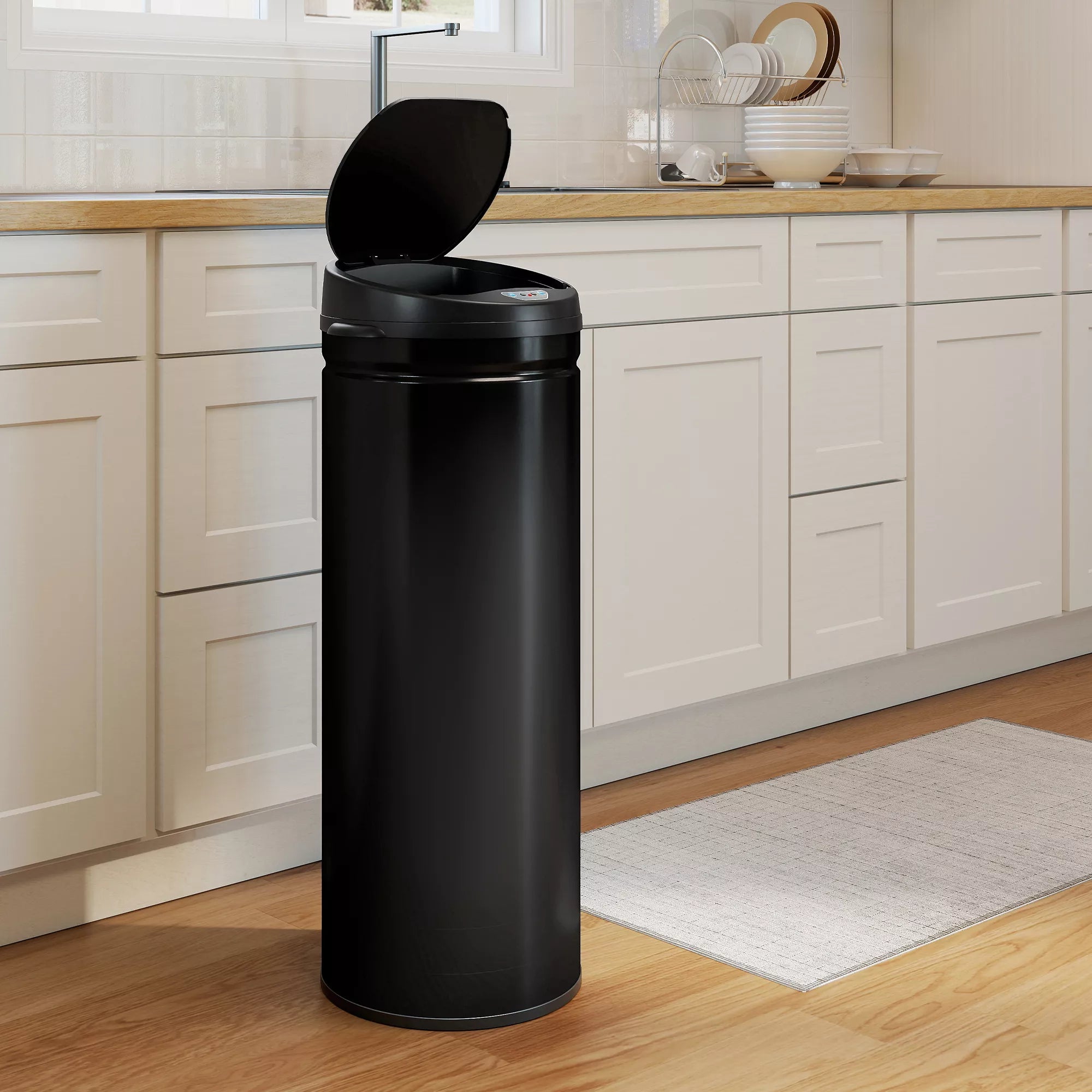 Sensorinė šiukšliadėžė su dangčiu, 50 l, juoda