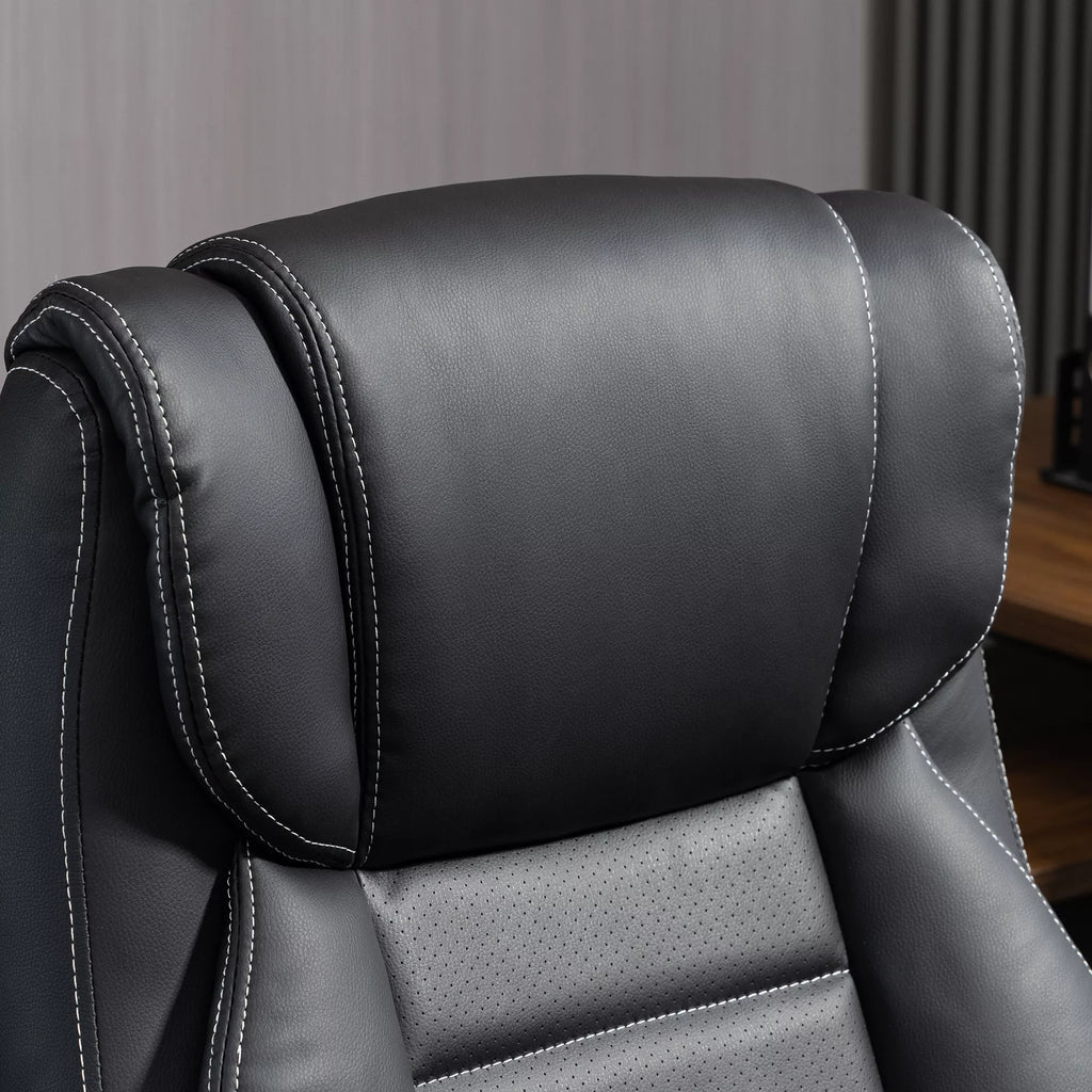 Biuro kėdė su masažu, aukščio reguliavimo pirmininko kėdė, ergonomiška biuro kėdė, žaidimų kėdė, kompiuterio kėdė, 6 vibracijos taškai, lininės išvaizdos reguliuojama juoda 66 x 78 x 112–120 cm