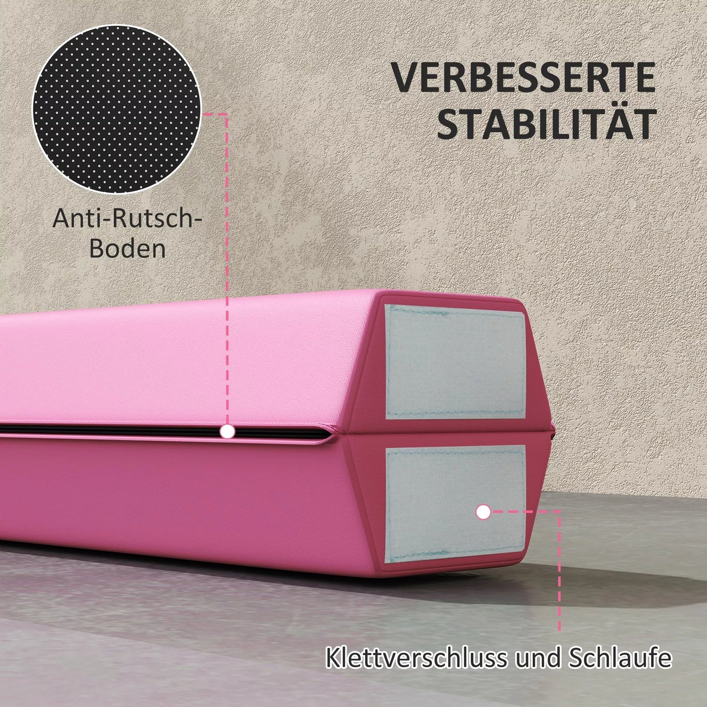 Balansinė sija 2,4 m, sulankstoma, neslystantis pagrindas, nuo 3 metų, iki 80 kg, šviesiai raudona