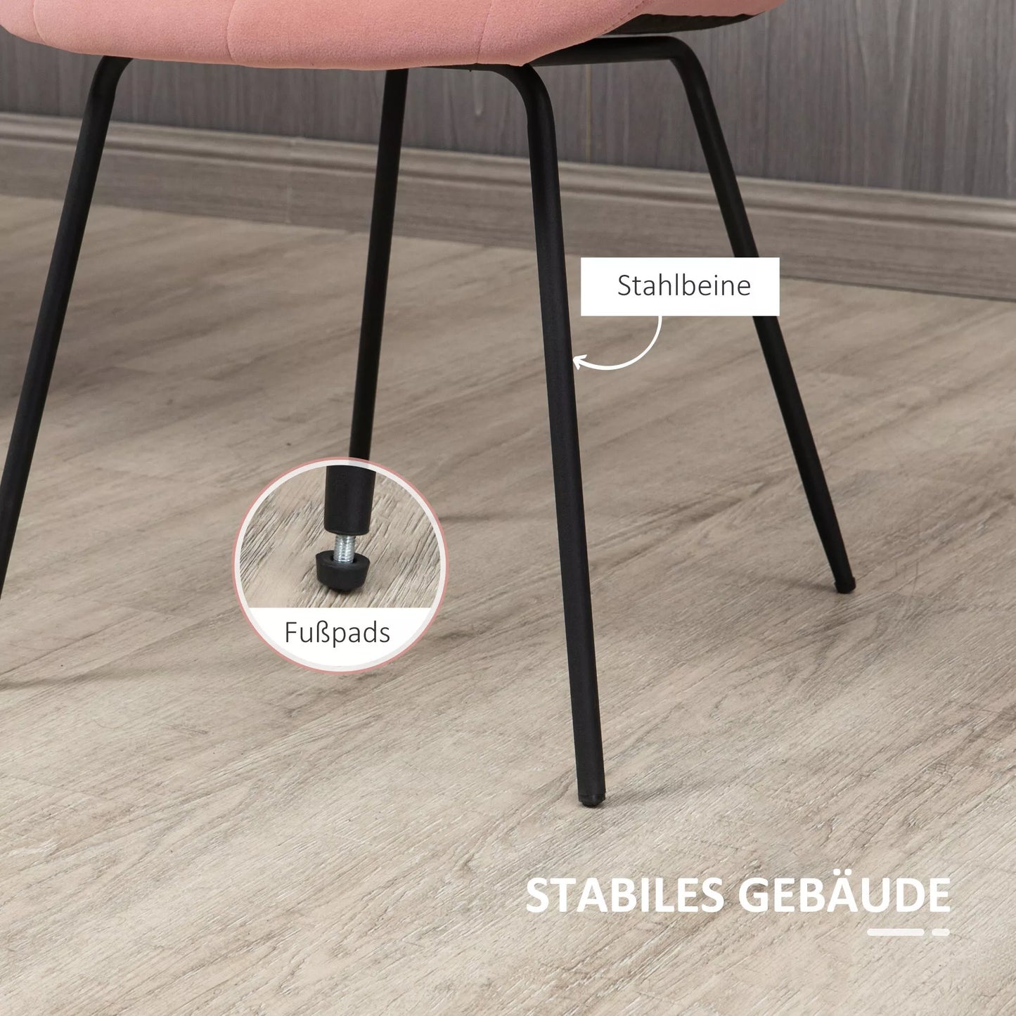 2 vnt. Valgomojo kėdžių, Akcentinių kėdžių, Virtuvės kėdžių rinkinys, Retro dizainas, Aksomo išvaizda, 50 cm x 61 cm x 79 cm, Rožinė