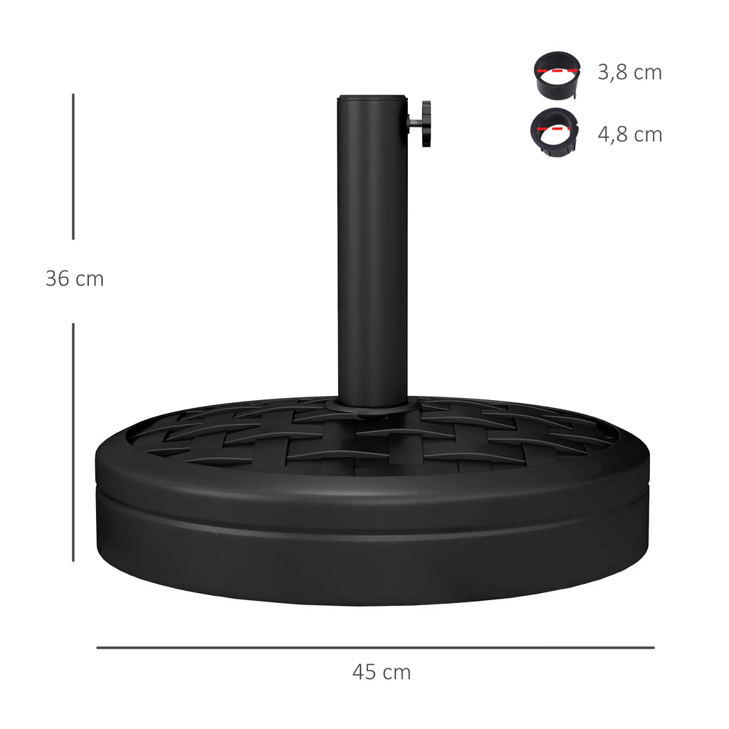 Betoninis skėčio stovas 18 kg Skėčio stovas, apvalus Skėčio laikiklis 32/38/48 mm Juodas