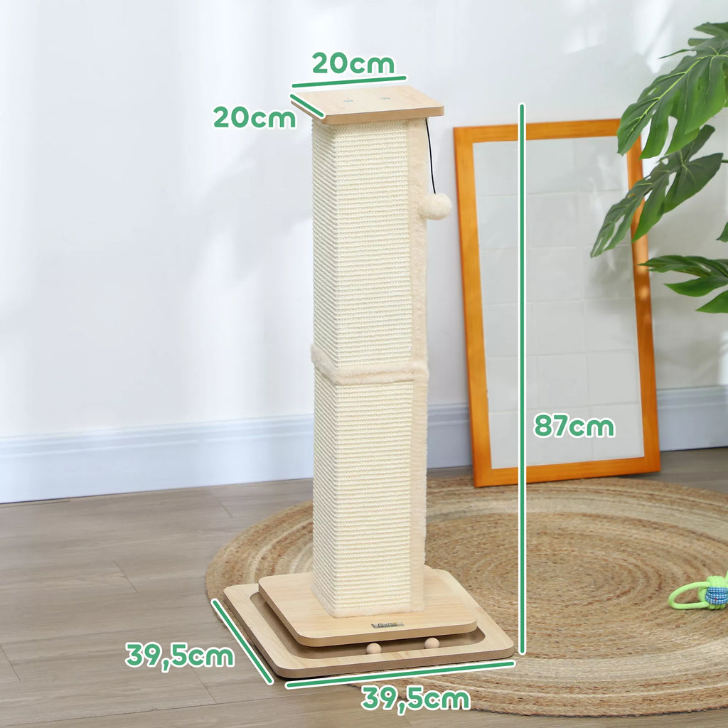Katės draskyklė su žaidimų trasa 87 cm ąžuolo spalvos