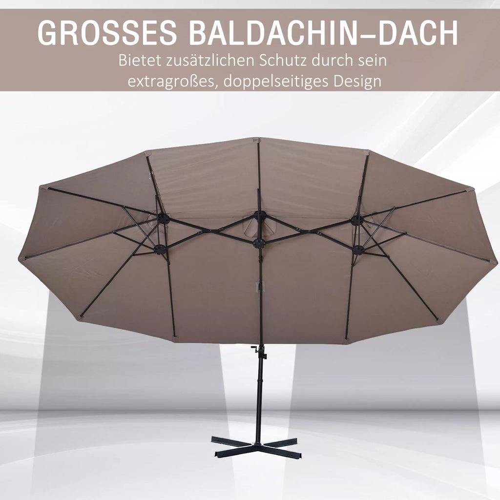 Dvigubas skėtis Ampelschirm Dvigubas skėtis su rankena Reguliuojamas sodo skėtis Saulės apsauga Metalo Ruda 440 x 270 x 250 cm