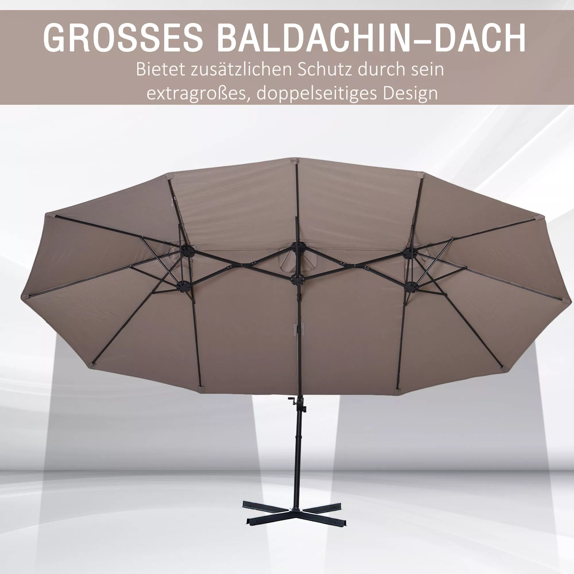 Dvigubas skėtis Ampelschirm Dvigubas skėtis su rankena Reguliuojamas sodo skėtis Saulės apsauga Metalo Ruda 440 x 270 x 250 cm