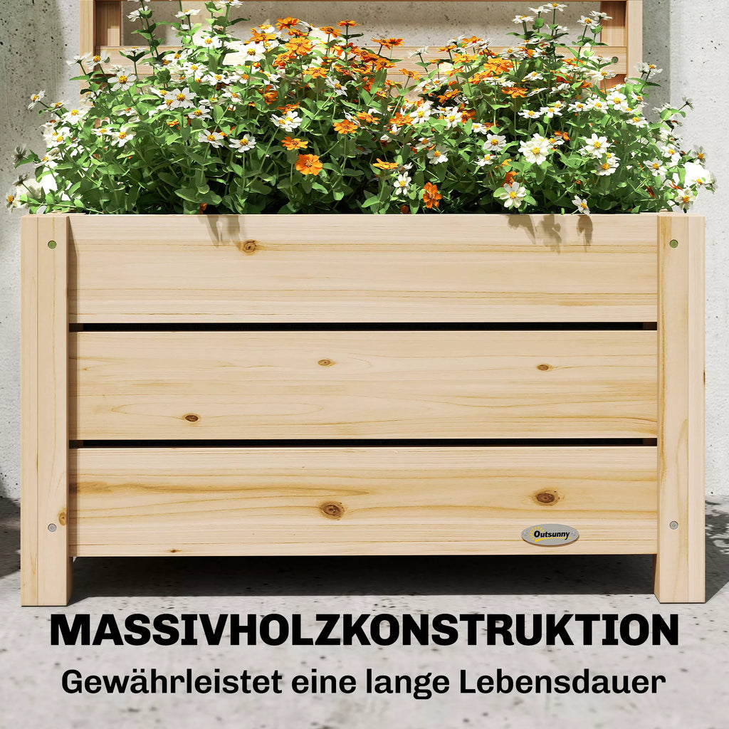 Aukštas gėlių vazonas su grotelėmis Medinis pakeltas gėlių vazonas su grotelėmis Drenažo anga Neaustinė medžiaga 60 x 39 x 200 cm Natūralus medis