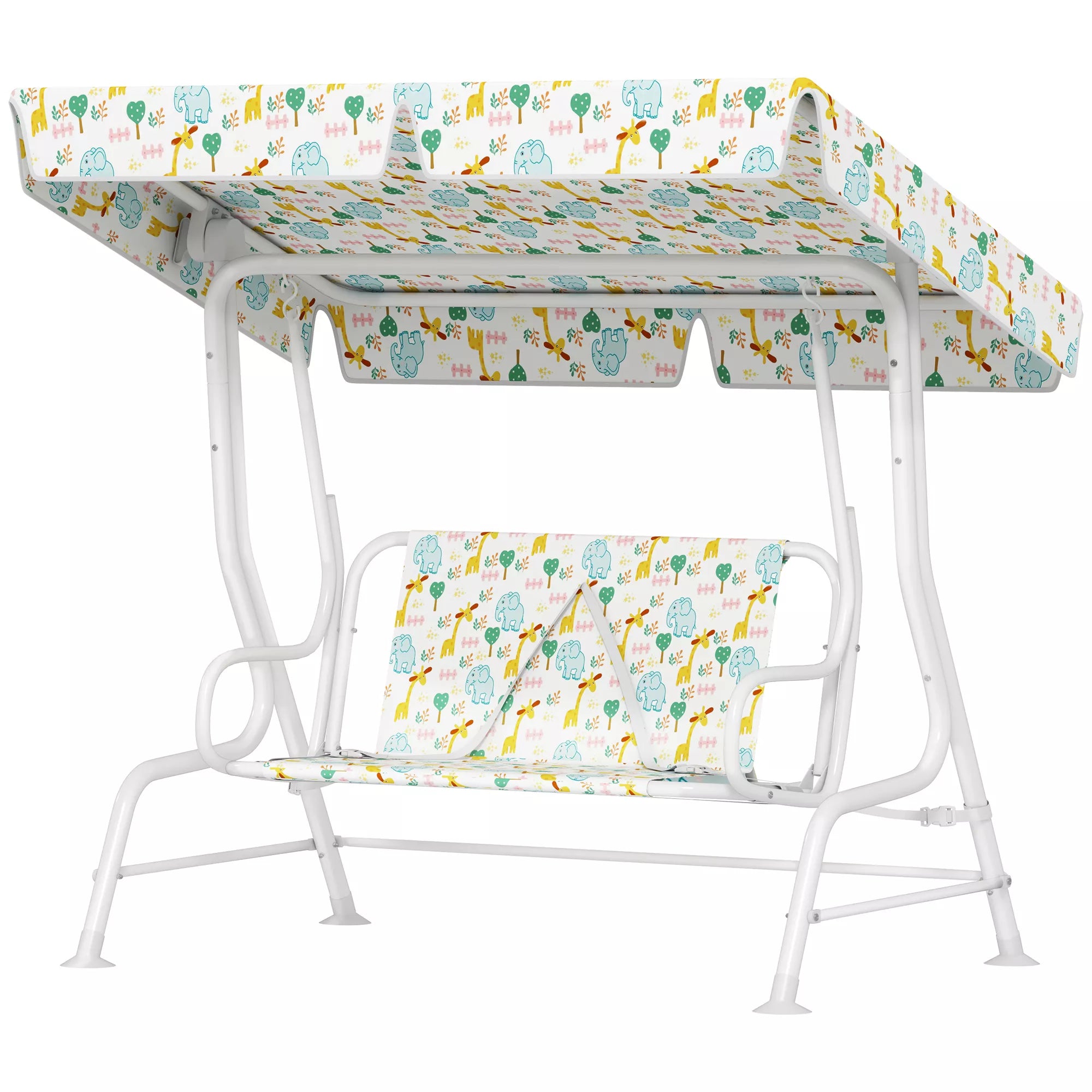 Lauko, sodo  sūpynės vaikams, plieninis rėmas, 2 vietos, 60 kg apkrova, baltos spalvos