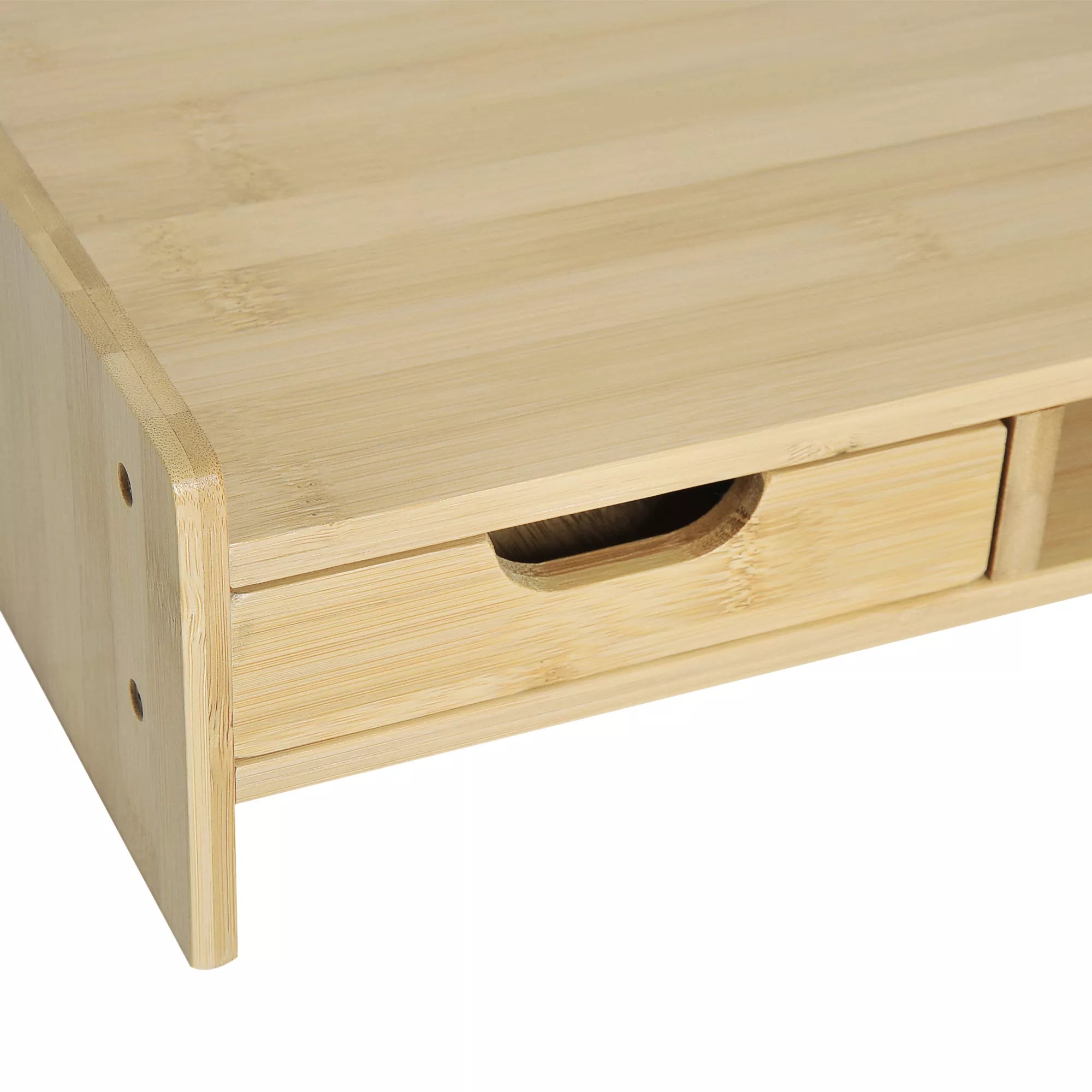 Monitorių stovas su stalčiumi Ekrano pakėlimas Monitorių stovas Ekrano stovas kompiuteriui, nešiojamam kompiuteriui, spausdintuvui 49 x 25,5 x 11,5 cm Natūralus