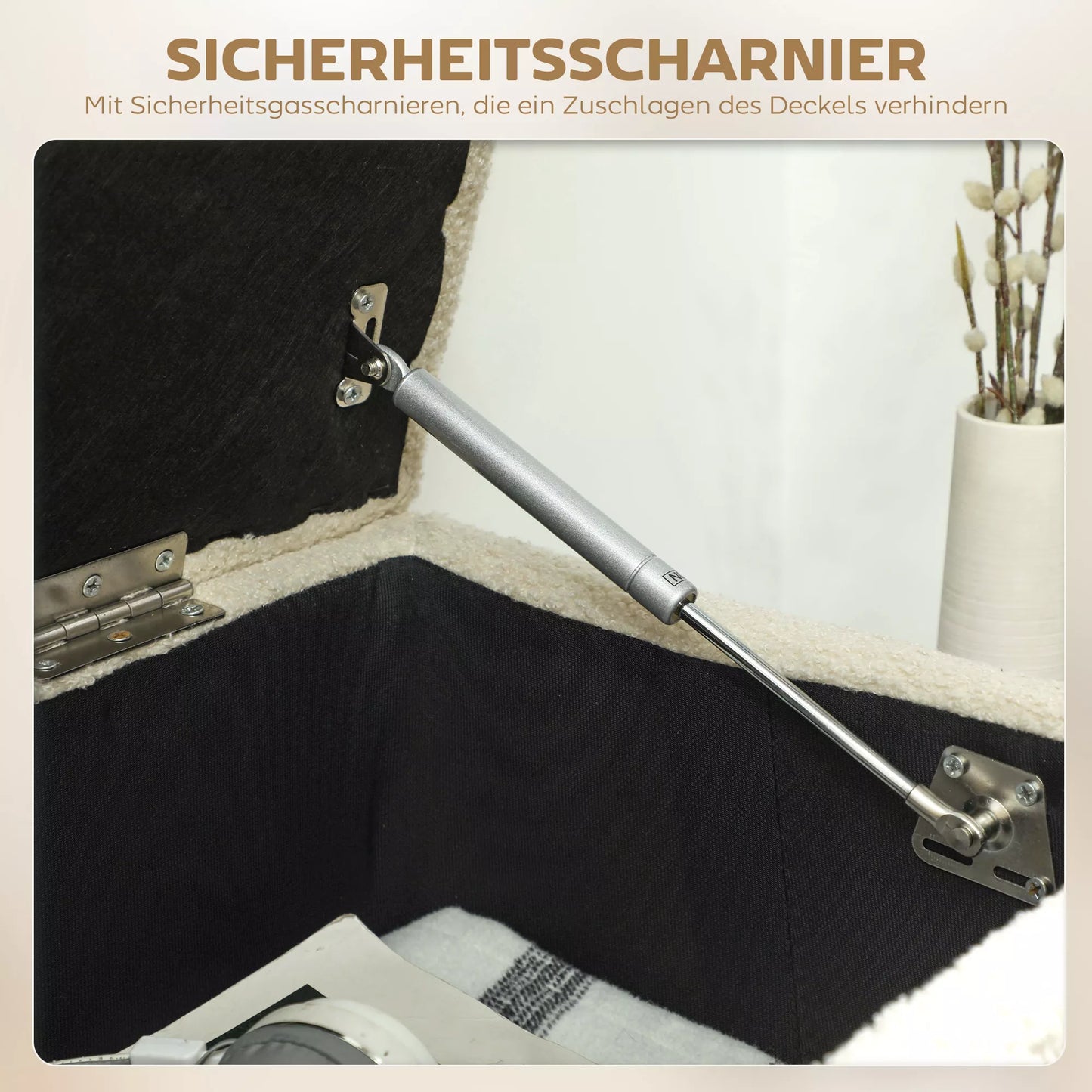 Vintažinio dizaino suolas, batų suolas, paslėpta daiktadėžė, kašmyro išvaizda, smėlio spalvos + juoda