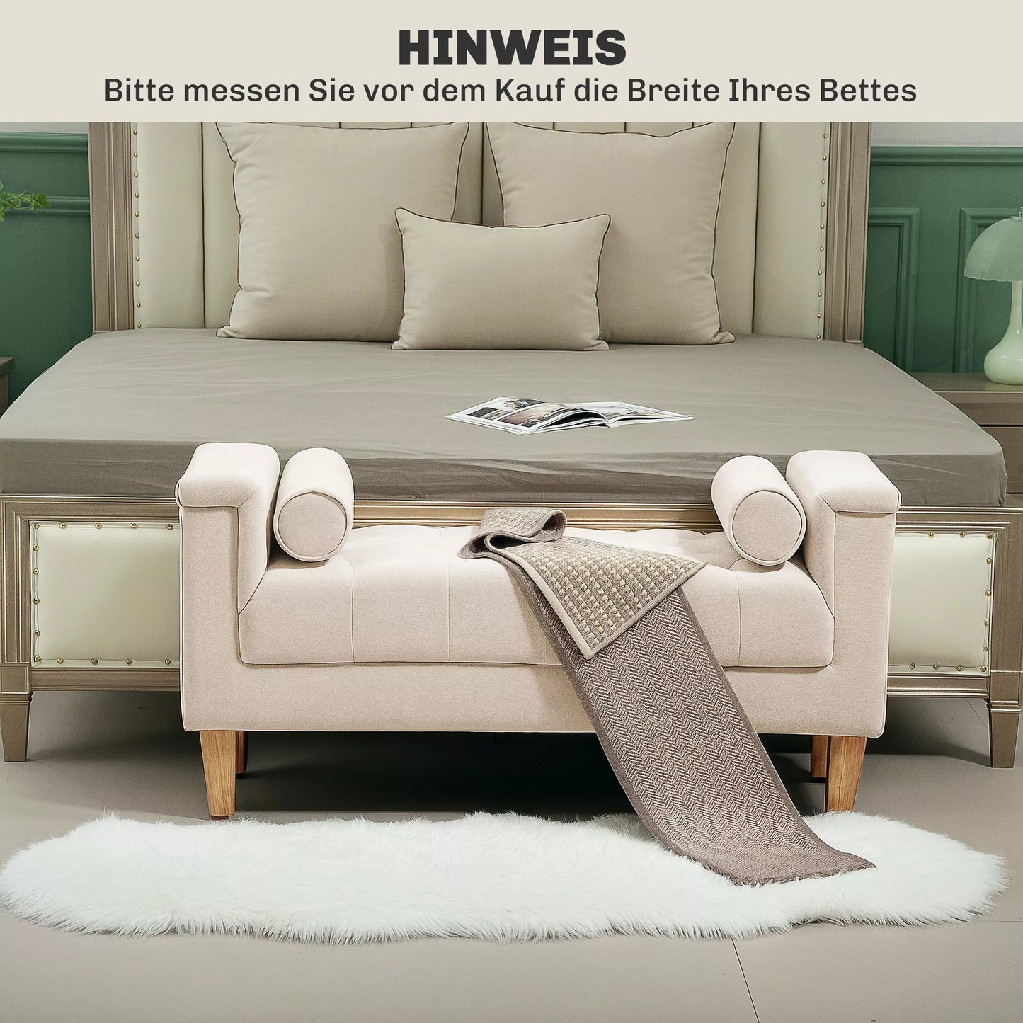 Minkštasuolis, vintažinio dizaino, 2 pagalvėlės, šenilinis užvalkalas, 115 x 44 x 58 cm, smėlio spalvos