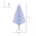 Dirbtinė kalėdinė eglutė su šviesolaidžiu ir LED apšvietimu, 120 cm, balta ir mėlyna