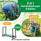Infografika, rodanti suoliuką kaip sėdimą ir klūpojimo atramą sode