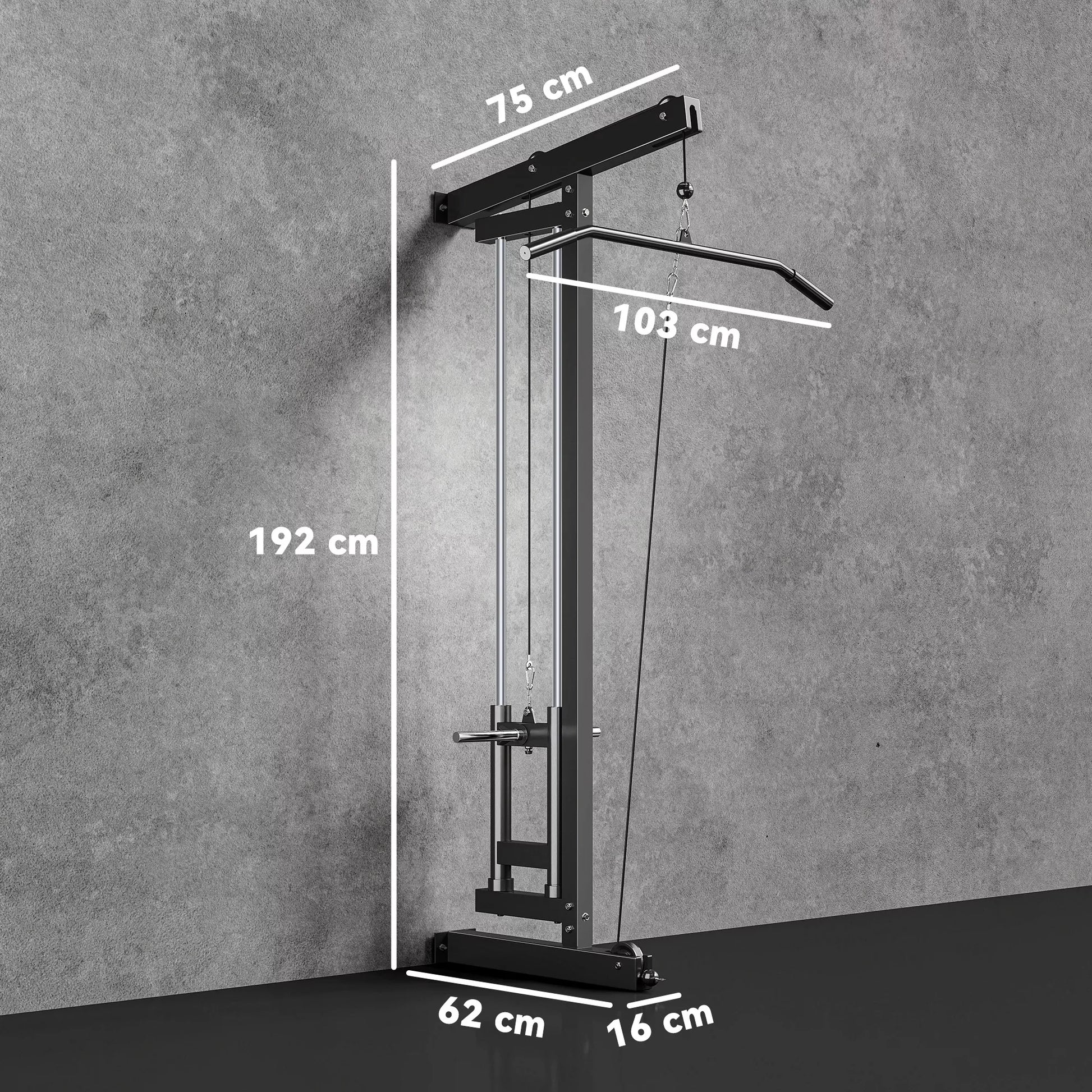 Irklės treniruoklis, tvirtinamas prie sienos, treniruoklių salės kabelinė mašina namų sporto salei, plienas, juodas