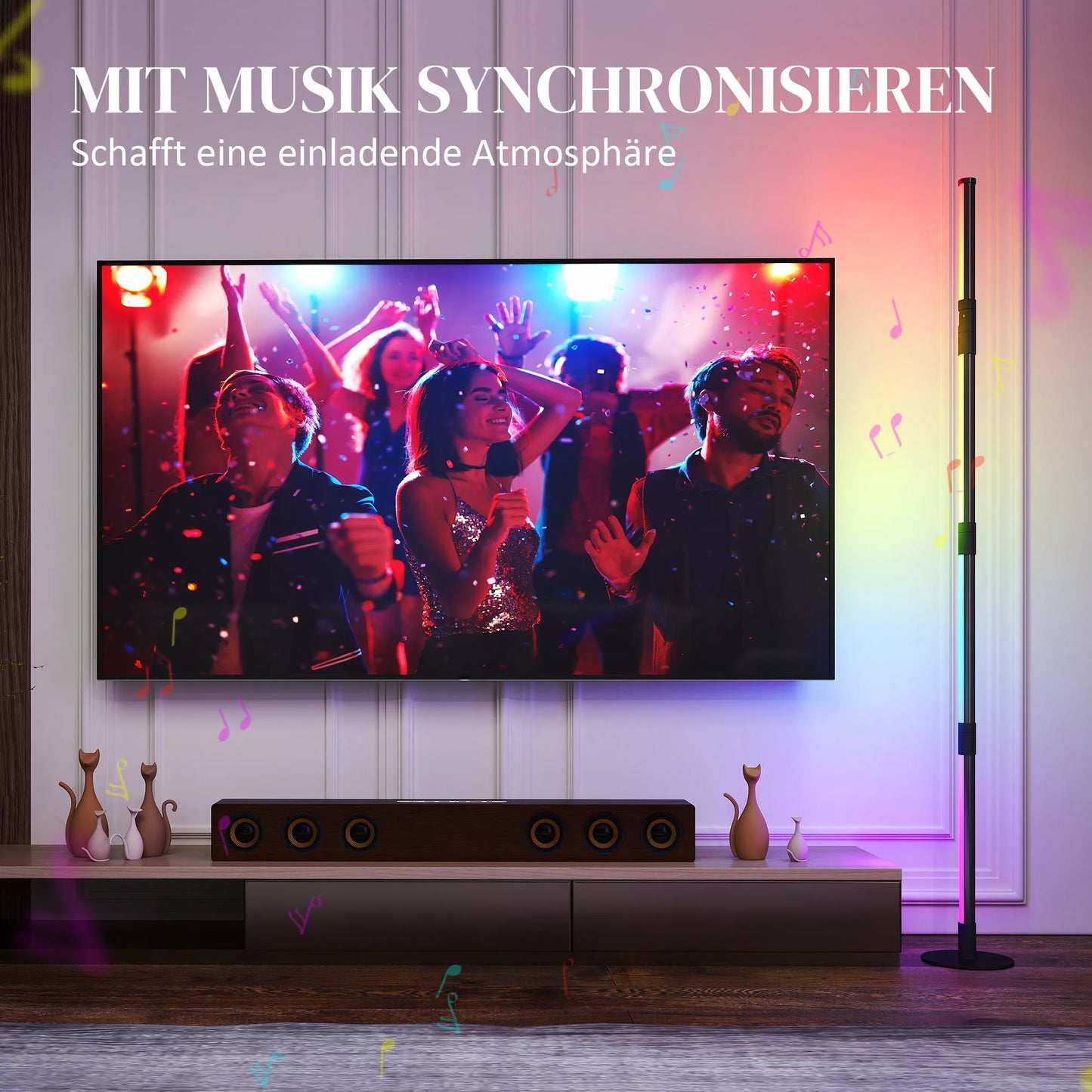 LED grindinis šviestuvas, stovimas su nuotolinio valdymo pulteliu, įvairiomis spalvomis, laikmačiu, programėle, muzikos sinchronizacija, tamsiai pilkas