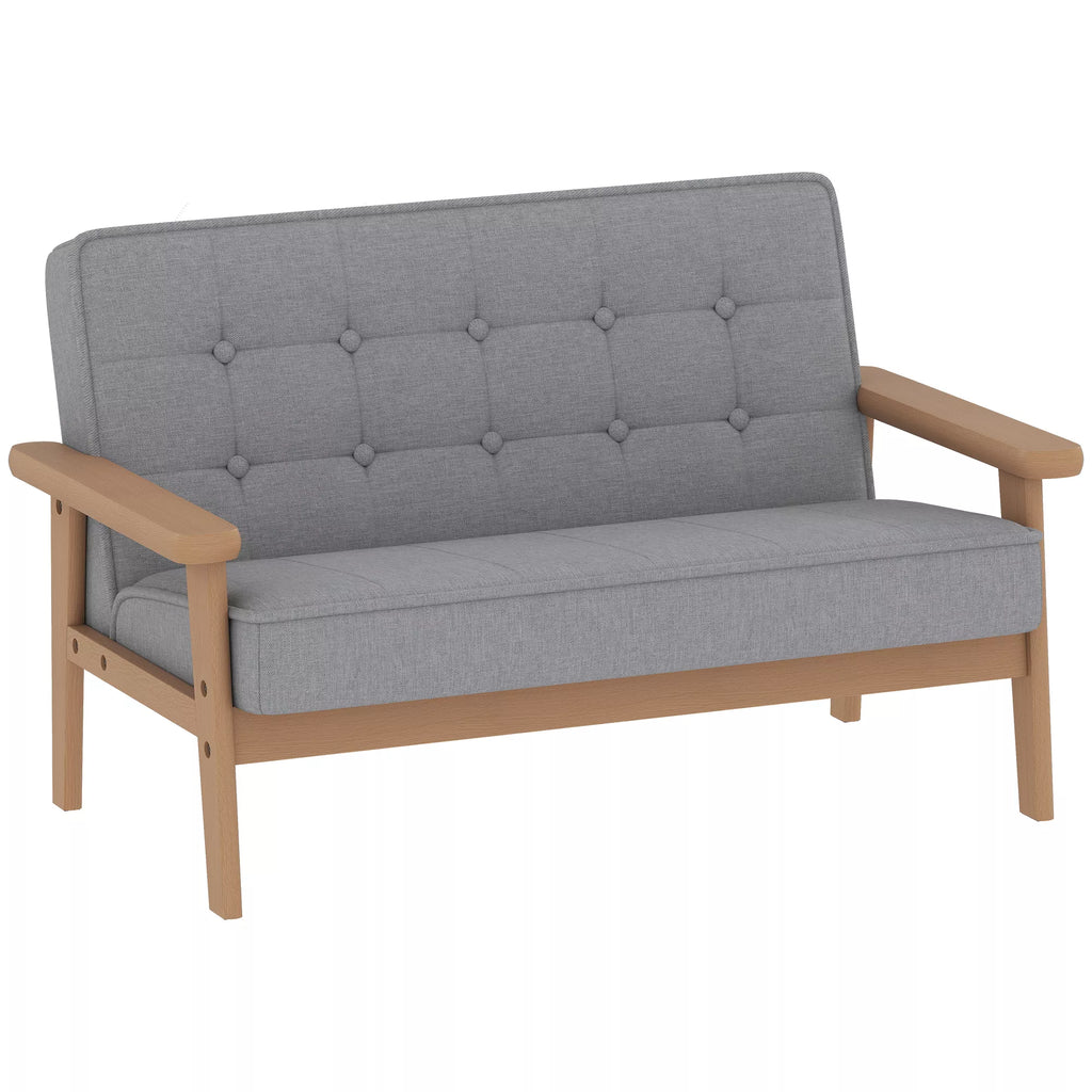 Vaikų kėdė, vaikų sofa su mediniu rėmu, aksomo išvaizda, paminkštinta, skirta 3–15 metų vaikams, pilkos spalvos