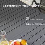 Sodo stalas Išplėstas Aliuminis 160/220x90 cm Atsparus atmosferos poveikiui Balkono stalas, neslidus Bufeto stalas Pilkas