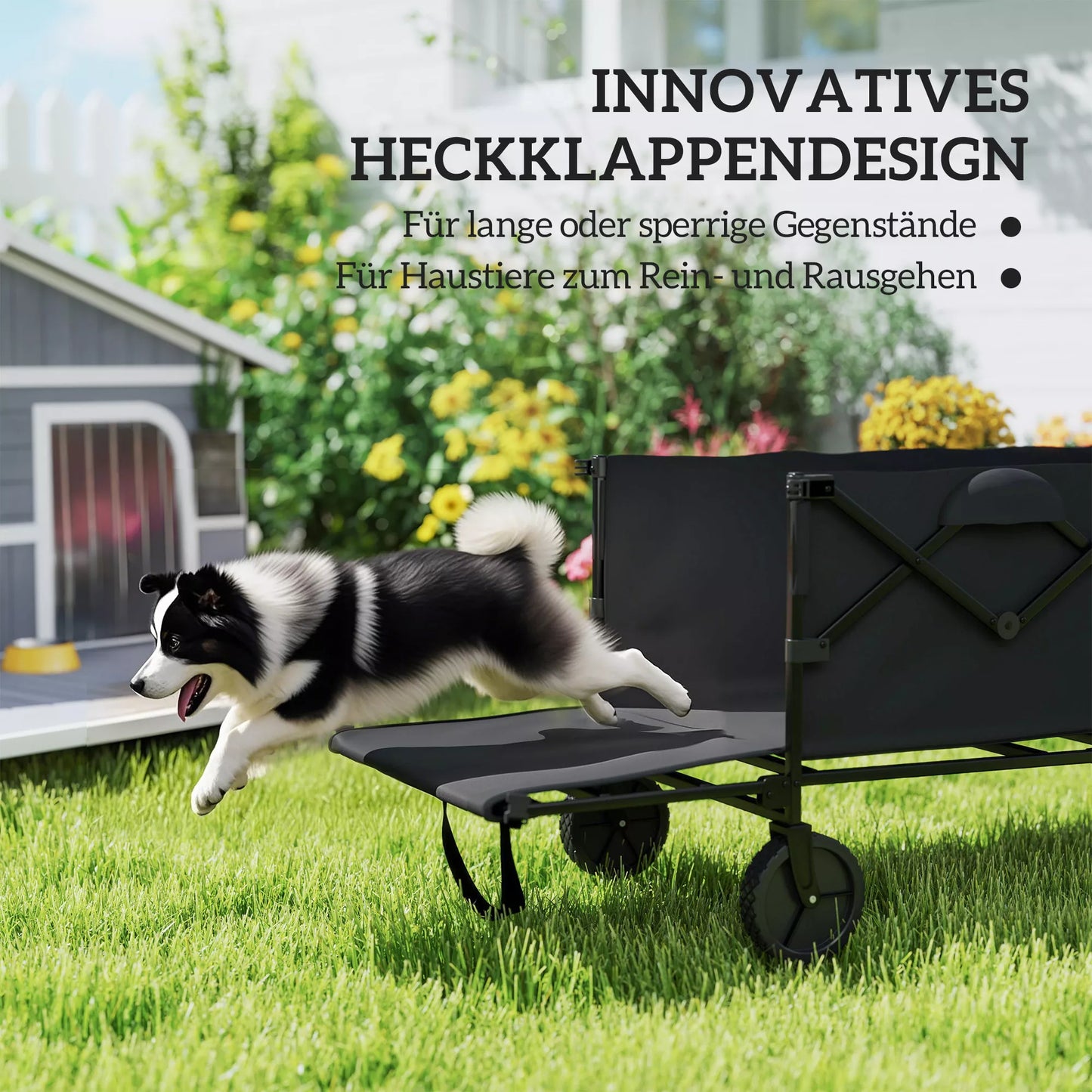 Sodo vežimėlis, kurio apkrova 100 kg, sulankstomas, prailgintas transportavimo vežimėlis su nuimamu tentu, juodos spalvos