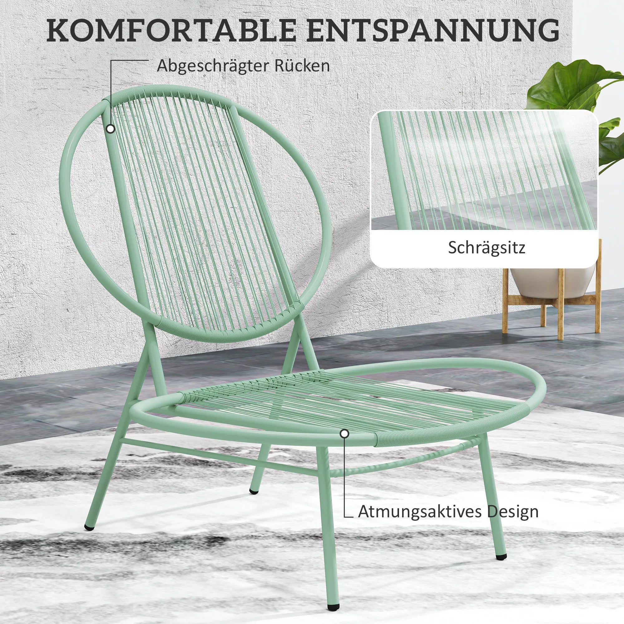 Bistro komplektas su 2 kėdėmis, žalias