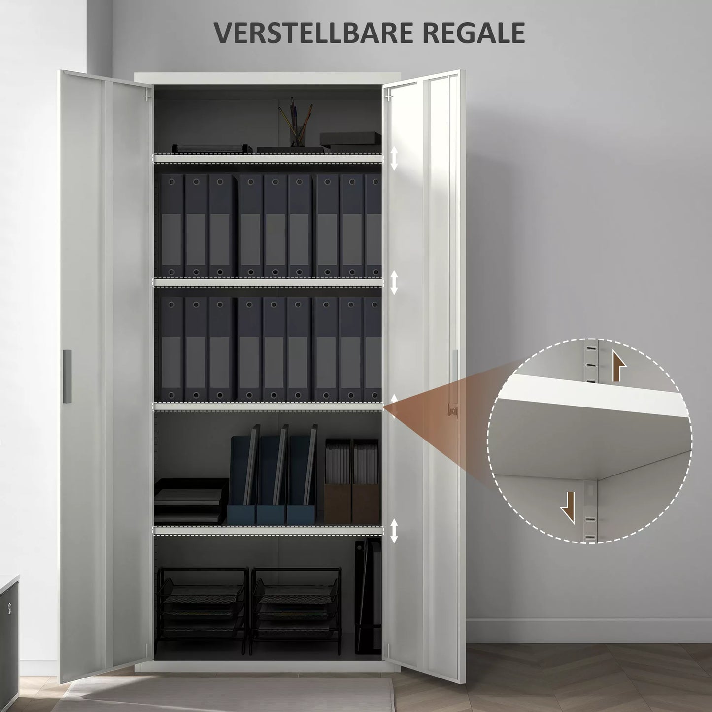 Dokumentų spinta, biuro spinta, 5 lentynos, metalas, 80B x 40T x 180H cm, balta