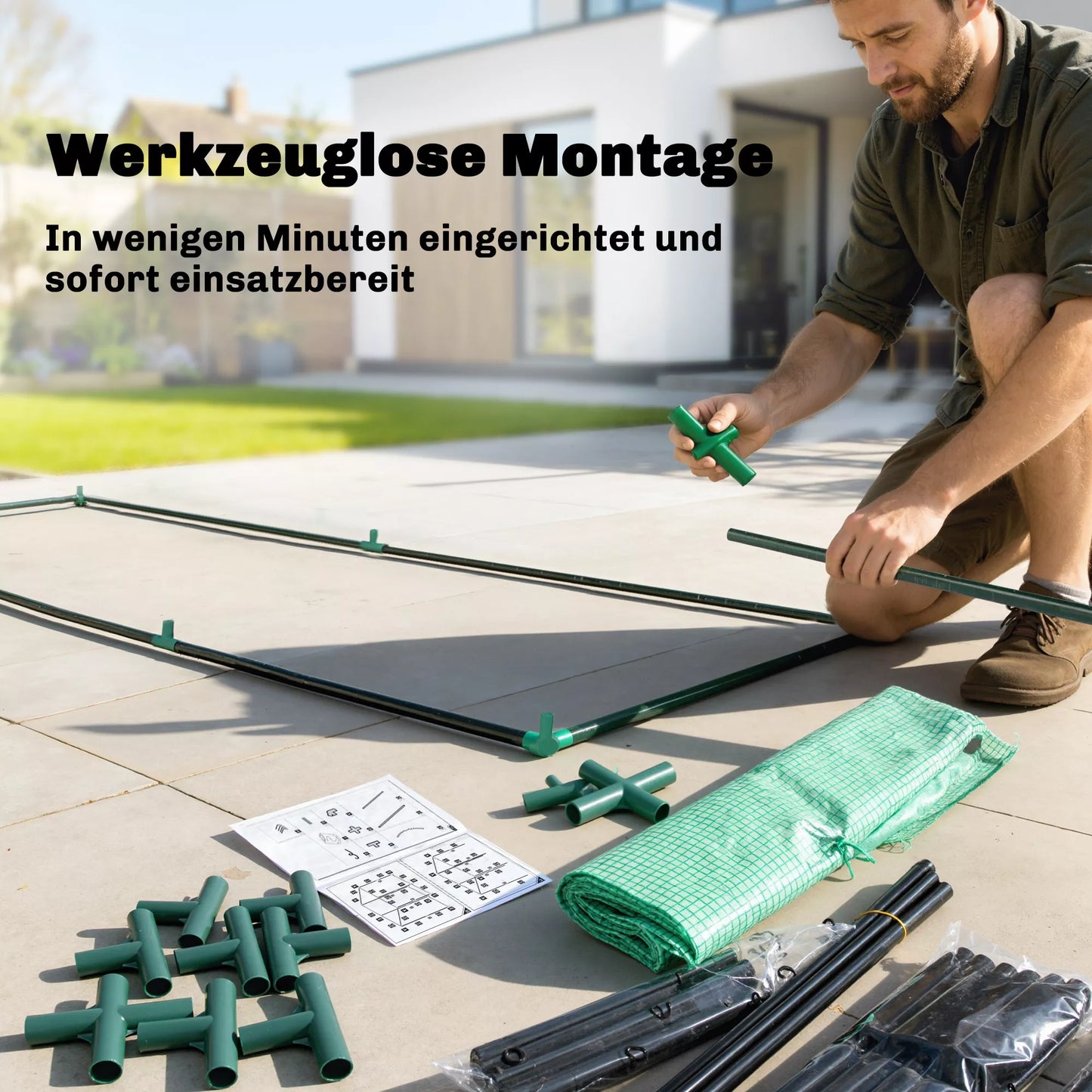 Šiltnamis pomidorams su susukamosiomis durelėmis ir tinkliniais langais,plėvėlė, ir plienas, 170 x 68 x 200 cm, žalia