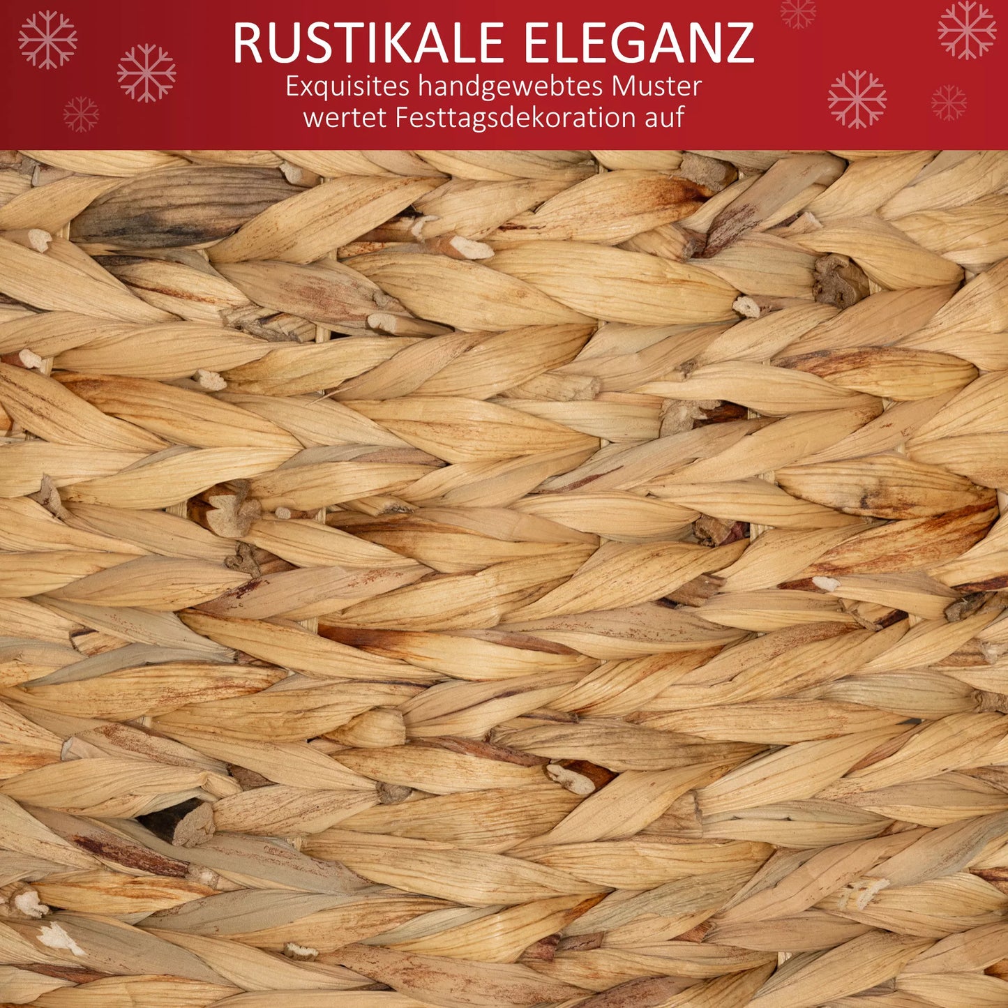 Kalėdinės eglutės stovėjimo dangtis, rustikalus, pintas, iš vandens hiacinto, su metaliniu sutvirtinimu