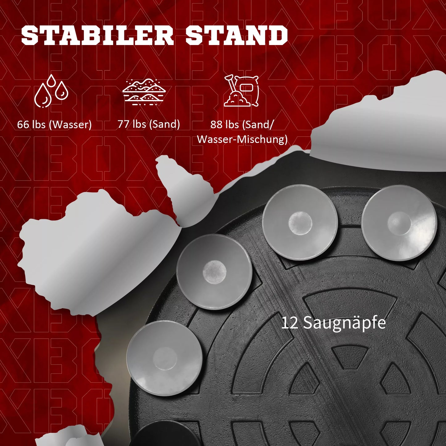 Bokso stovas, reguliuojamo aukščio, su refleksiniu strypu, smūgio pagalvėle, greičio kamuoliu, užpildoma bazė, 80,5 x 48 x 163–205 cm