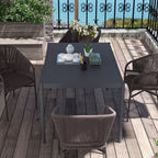Tamsiai pilkas aliumininis stalas balkone su kėdėmis