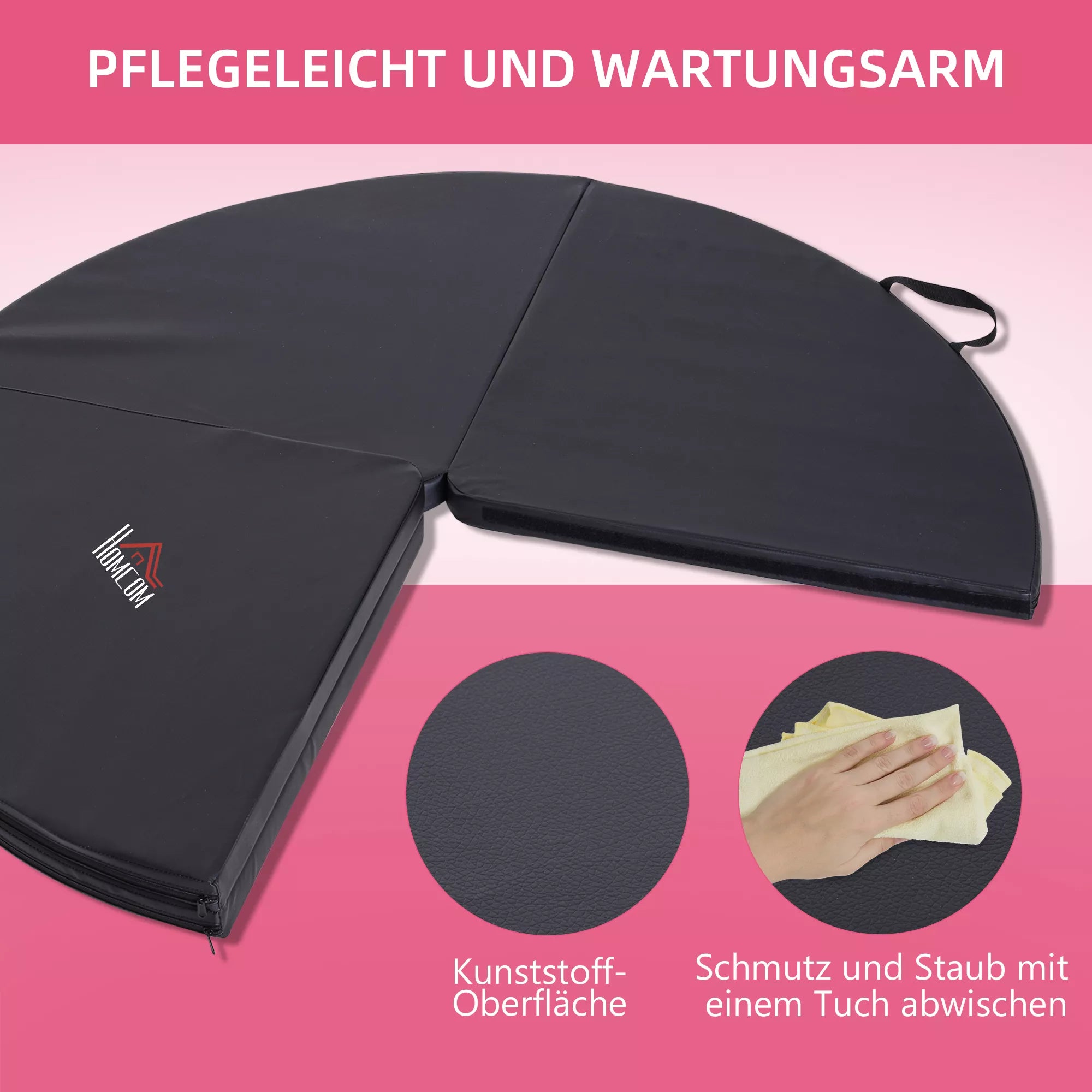 Pole dance kilimėlis, 5 cm storio apvalus plastikinis kilimėlis, skirtas pole dance pratimams, gimnastikai, jogai, juodos spalvos