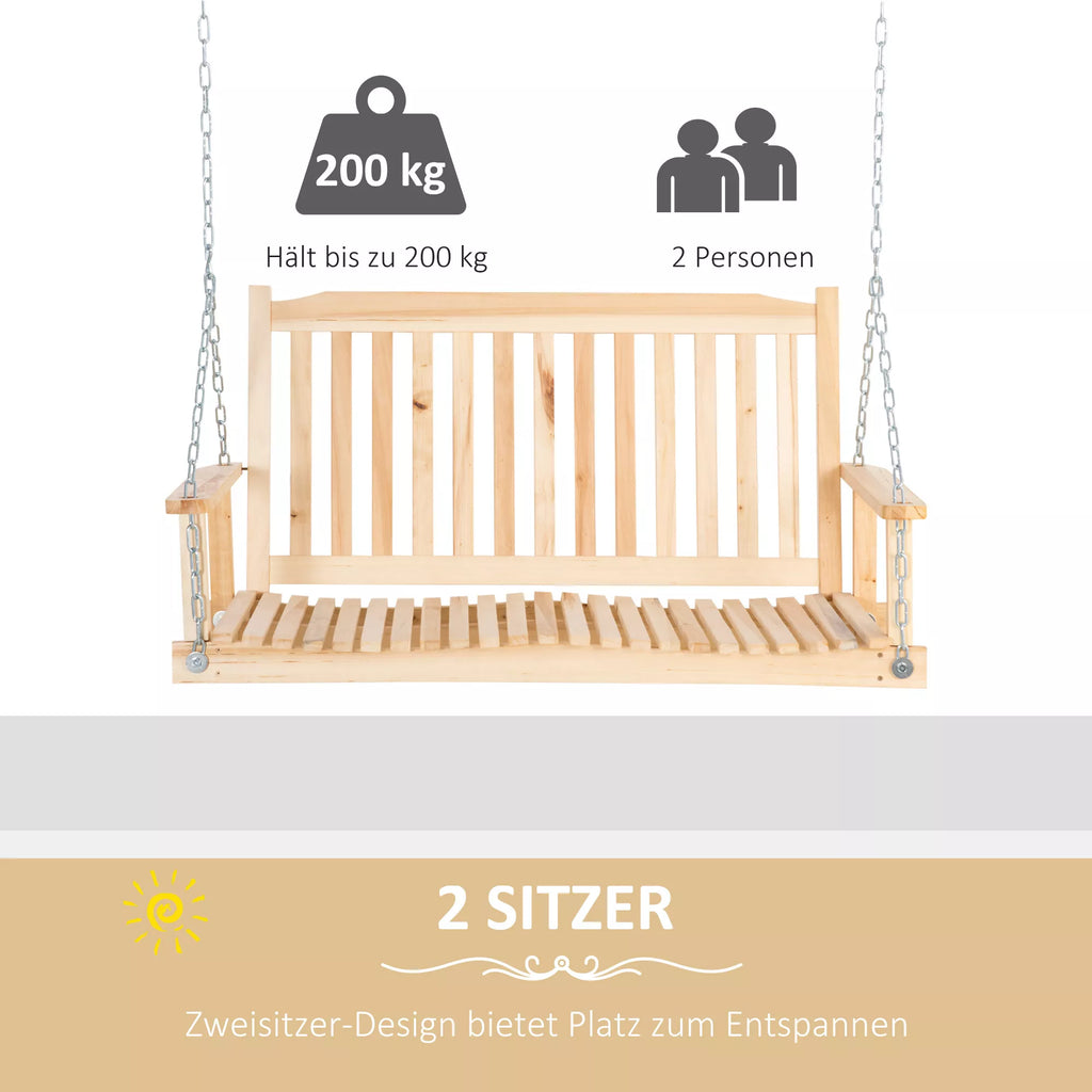 Sodo sūpynės 2 asmenims Sūpynės suoliukas Pakabinamas suoliukas Masyvi mediena Patio terasa Kiemas Gamta 117 x 69 x 60 cm