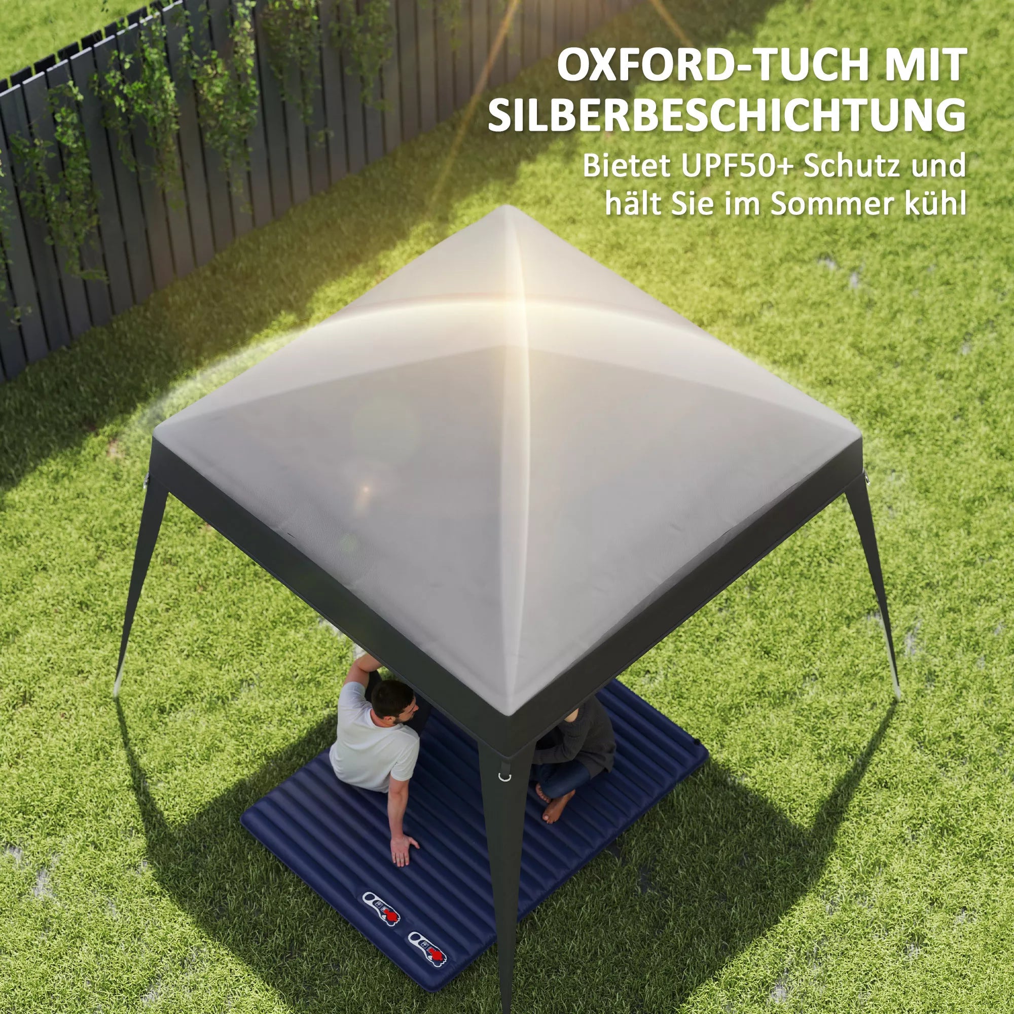 Pavilionų atsarginis stogas, atsarginė tentinė danga paviljonui (pagrindo matmenys 3x3 m / viršutinės dalies matmenys 2,4x2,4 m), atsarginis sodo palapinės stogas, UPF50+