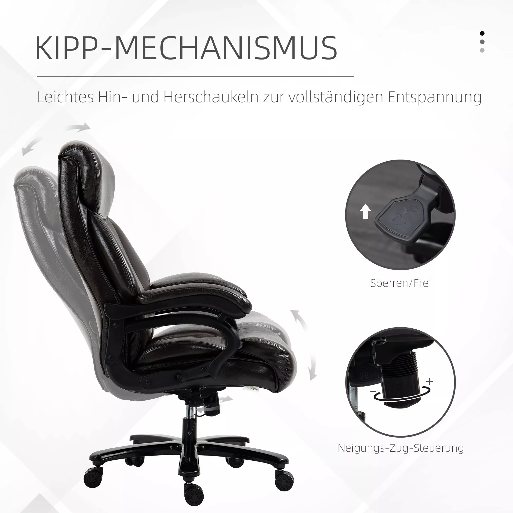 Biuro kėdė Vadovo kėdė Žaidimų kėdė Sukiojama kėdė Supimosi funkcija Stora paminkštinimas 180 kg apkrova Ergonomiškas dizainas Reguliuojamas aukštis Dirbtinė oda Ruda 72x83x114-122 cm