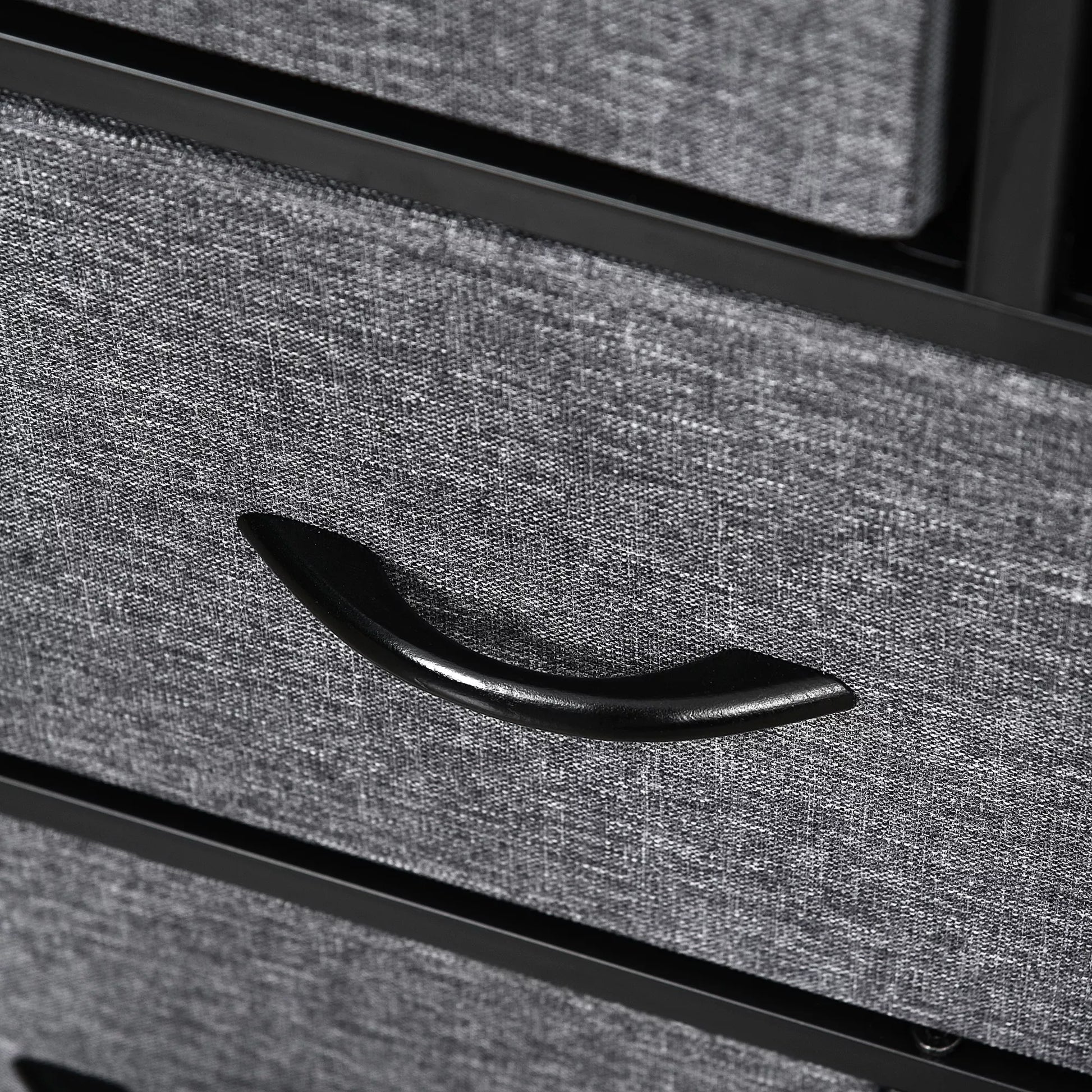 Spintelė su 8 audinių stalčiais, 2 dideliais, 6 mažais, metaliniu rėmu, apsauga nuo apvirtimo, pilka