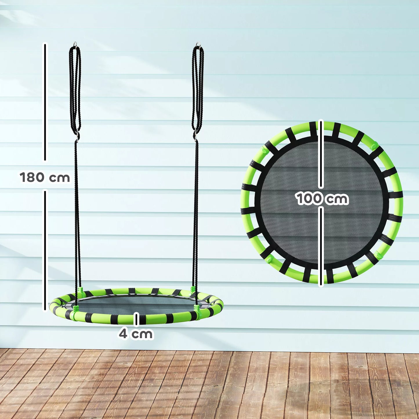 Vaikiškos sūpynės, atlaiko 150 kg, Ø100 x 180H cm, metalas, putplastis, juodos spalvos