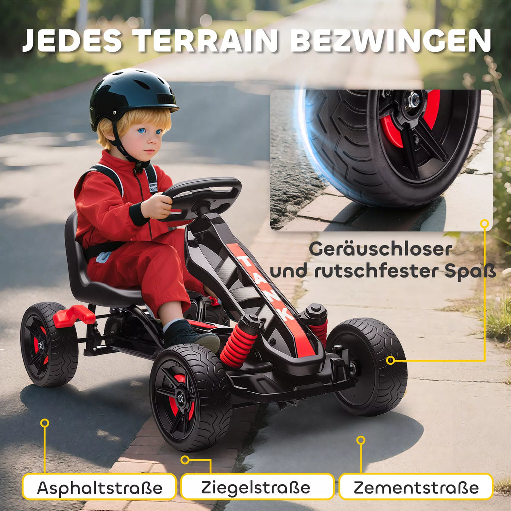 Pedalinis kartingas vaikams 3–6 metų, raudonos spalvos