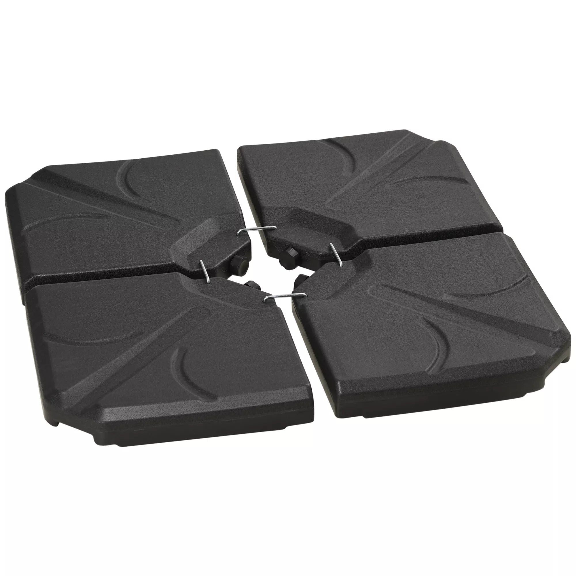 Pagrindiniai svoriai skėčių stovams, užpildomi vandeniu ir smėliu, plastikiniai, 103L x 103B x 8,3H cm, juodi