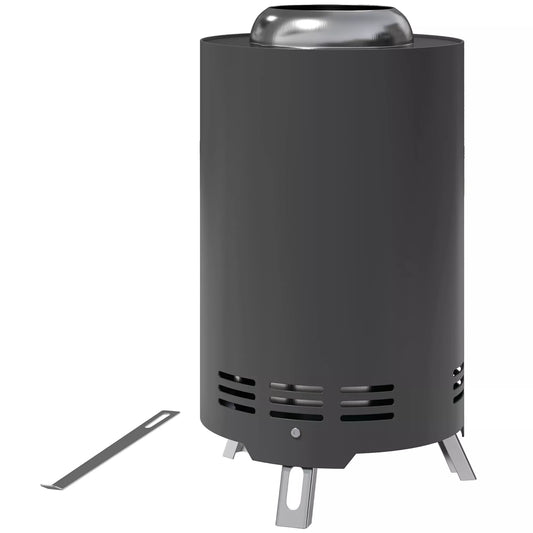 Lauko židinys Ø16x25cm, nerūdijančio plieno, su semtuvu, nekenksmingas dūmams, pilkas