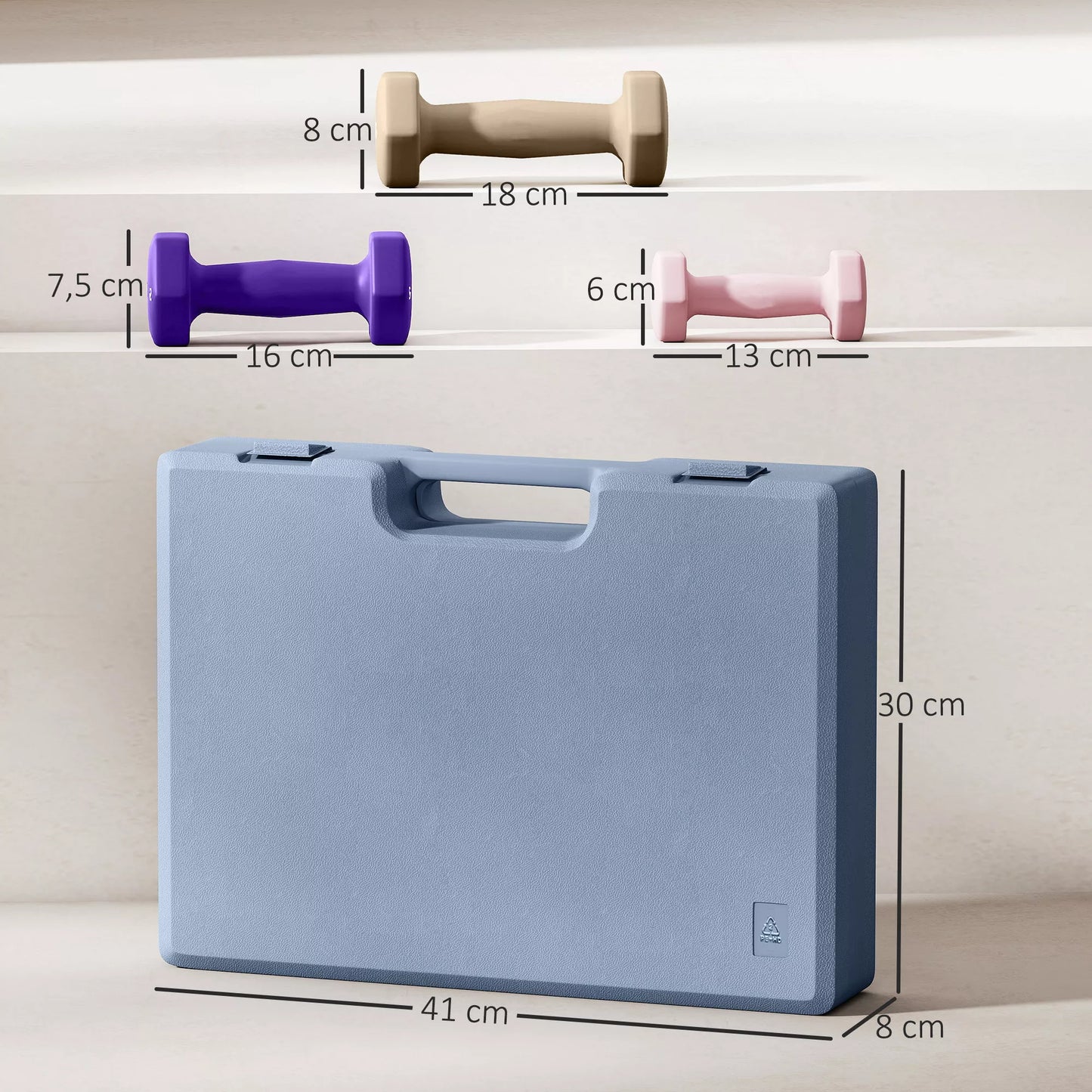 Hantelių rinkinys, 6 vnt. komplektas su svoriais, plieninis hantelių rinkinys, 1kg, 2kg, 3kg