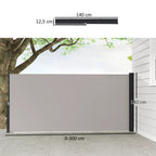 Šoninės markizės matmenų schema: 0-300x140 cm