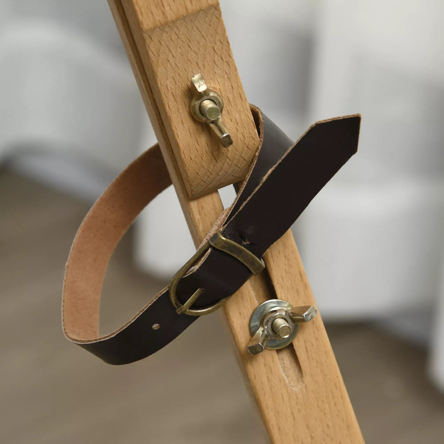 Molbertas, reguliuojamo aukščio, sulankstomas, natūralaus buko medienos, iki 107 cm aukščio drobėms