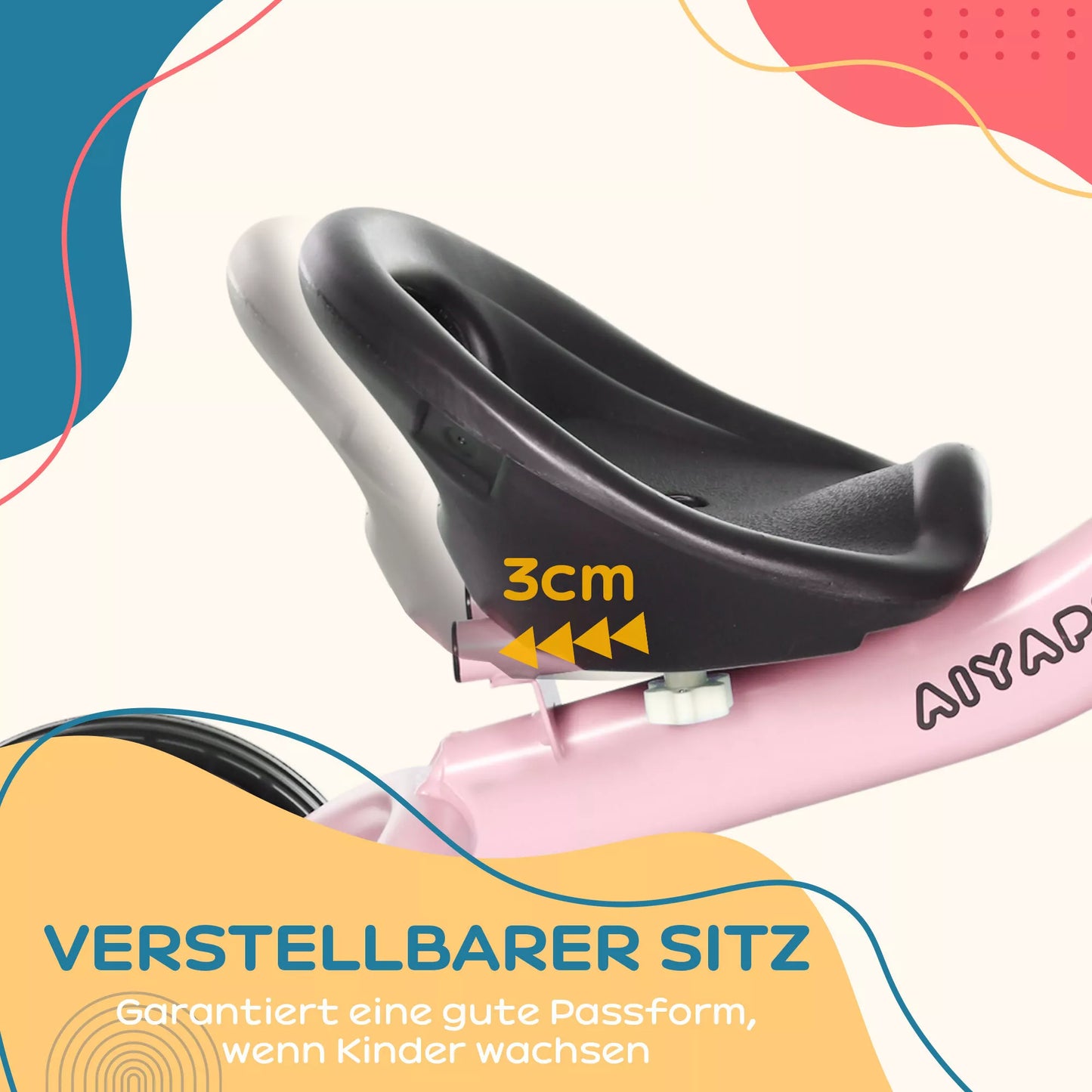 Trijatis dviratis vaikams nuo 2 iki 5 metų, aukščio reguliuojama sėdynė, skambučio varpelis, dviračių krepšelis, metalinis rėmas, rožinis