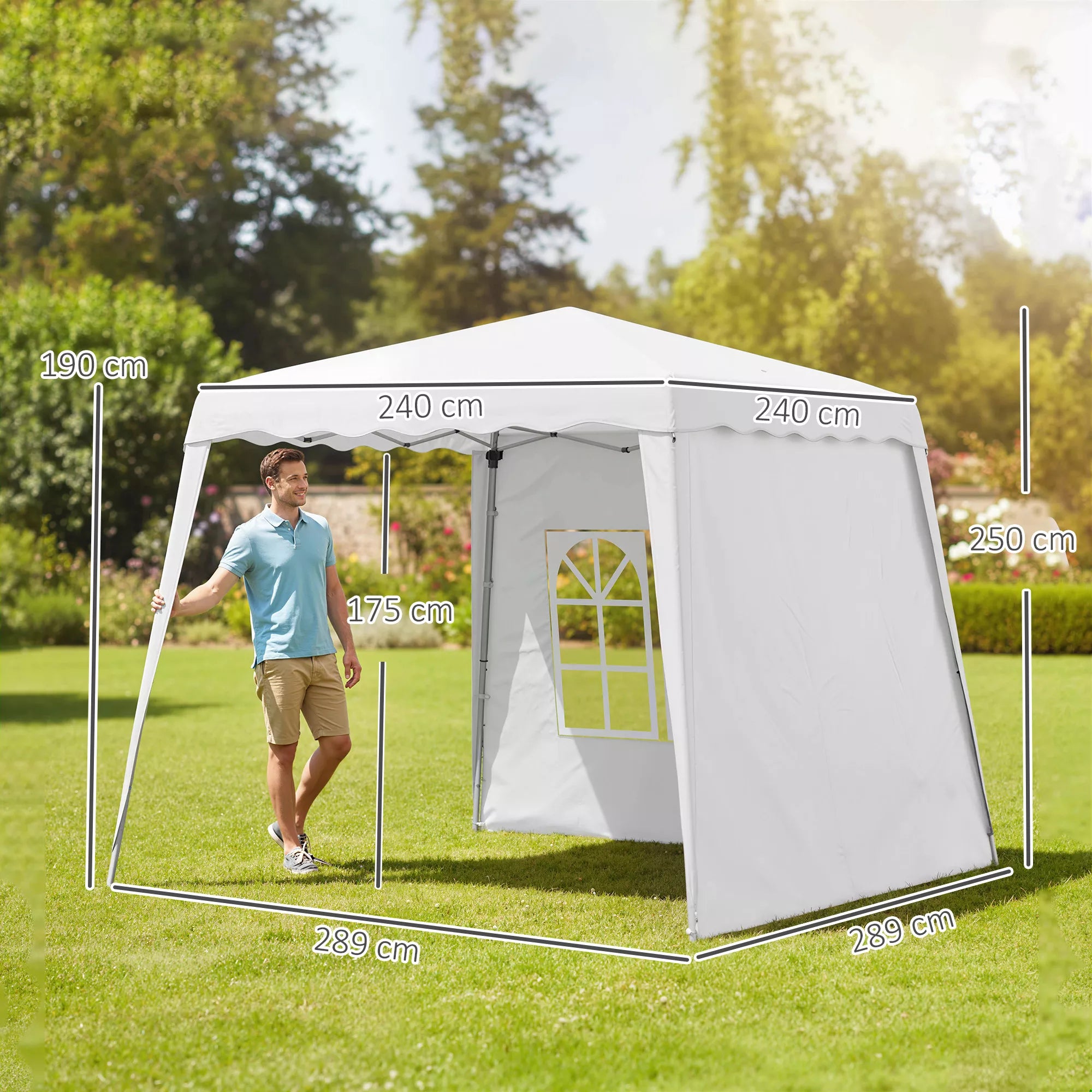 Pop Up Pavillion Sulankstomas paviljonas, su stogu, atsparus oro sąlygoms, 240 x 240 x 250 cm, baltas