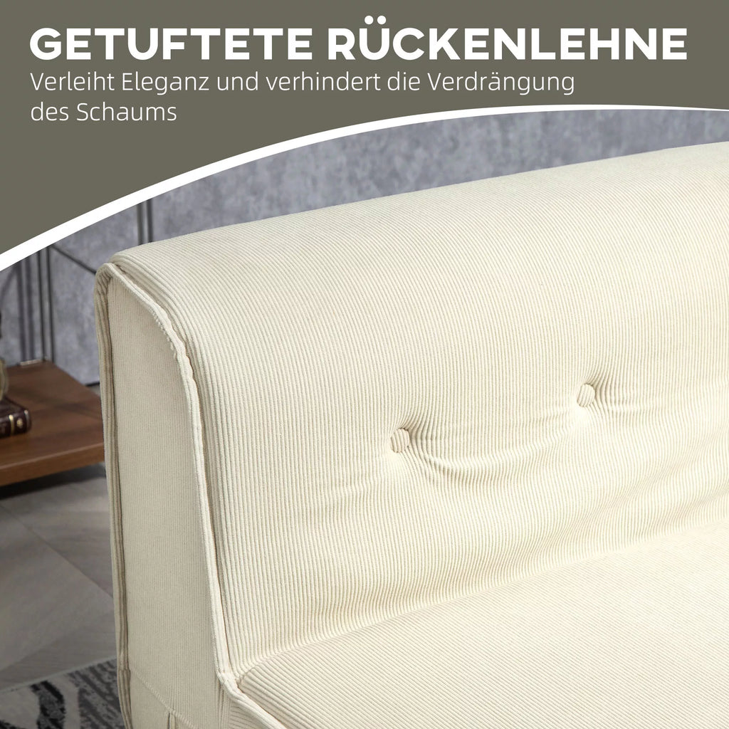 Grindų sofa, sulankstomas svečių čiužinys, lengvas, aksomuotas apvalkalas, 73x100x65 cm, kreminės baltos spalvos
