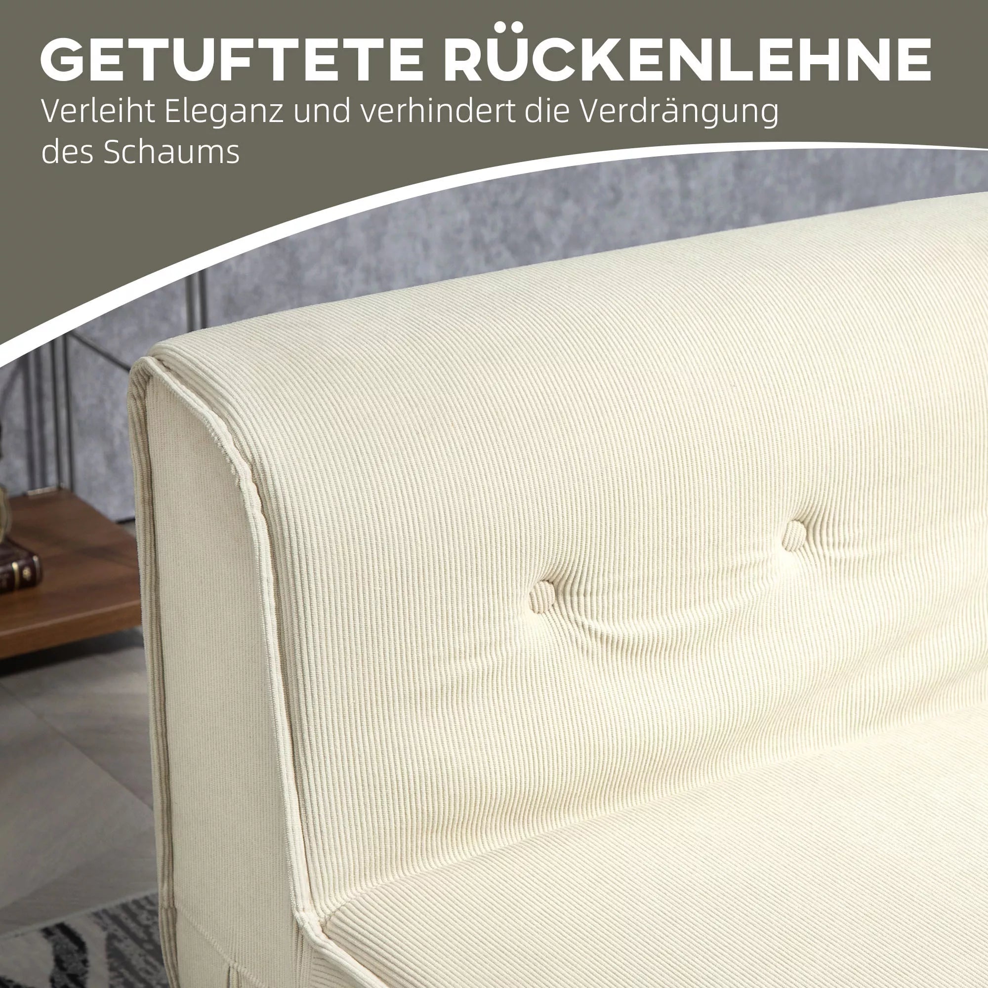 Grindų sofa, sulankstomas svečių čiužinys, lengvas, aksomuotas apvalkalas, 73x100x65 cm, kreminės baltos spalvos